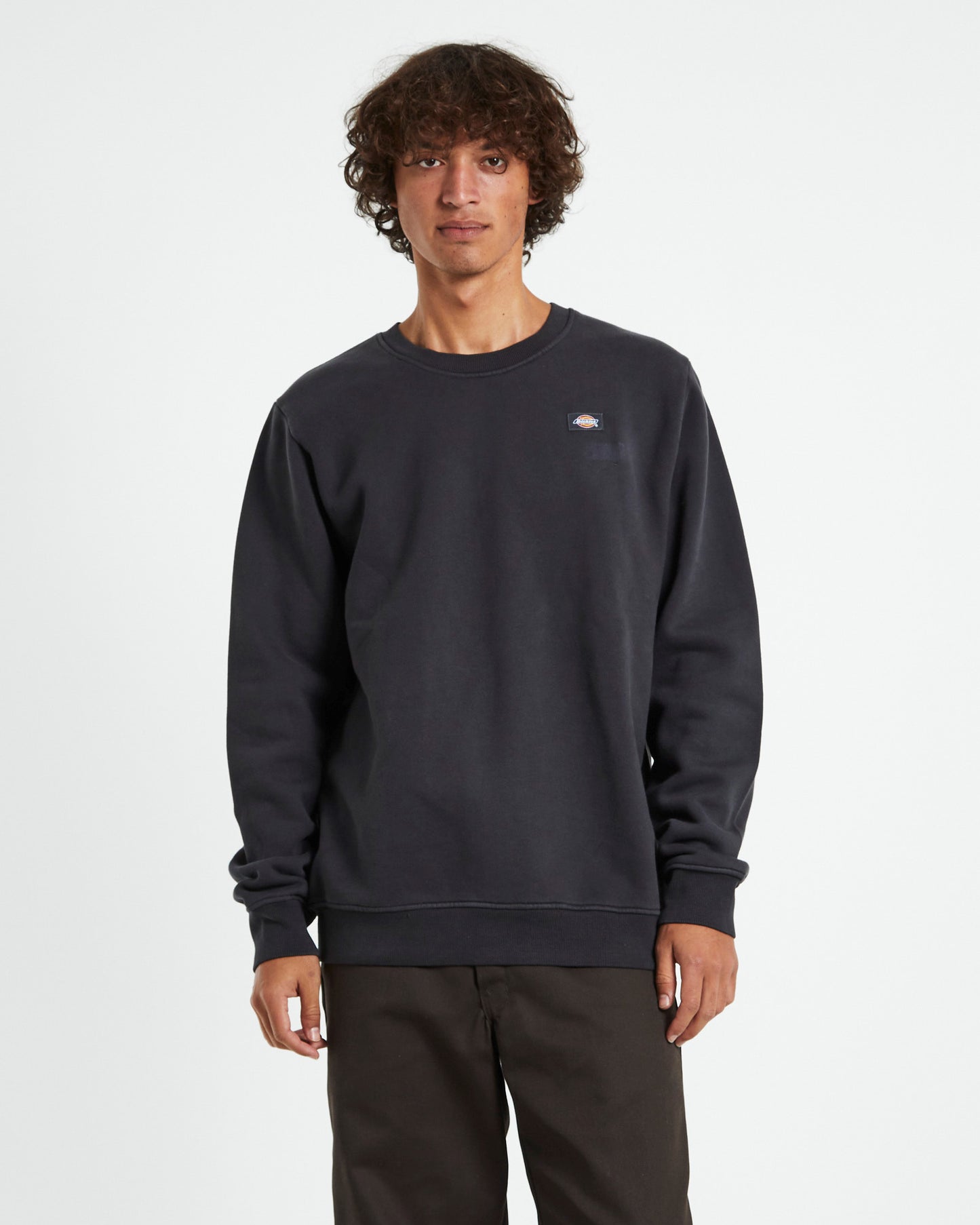 Classic Label Washed Crewneck Jumper Black