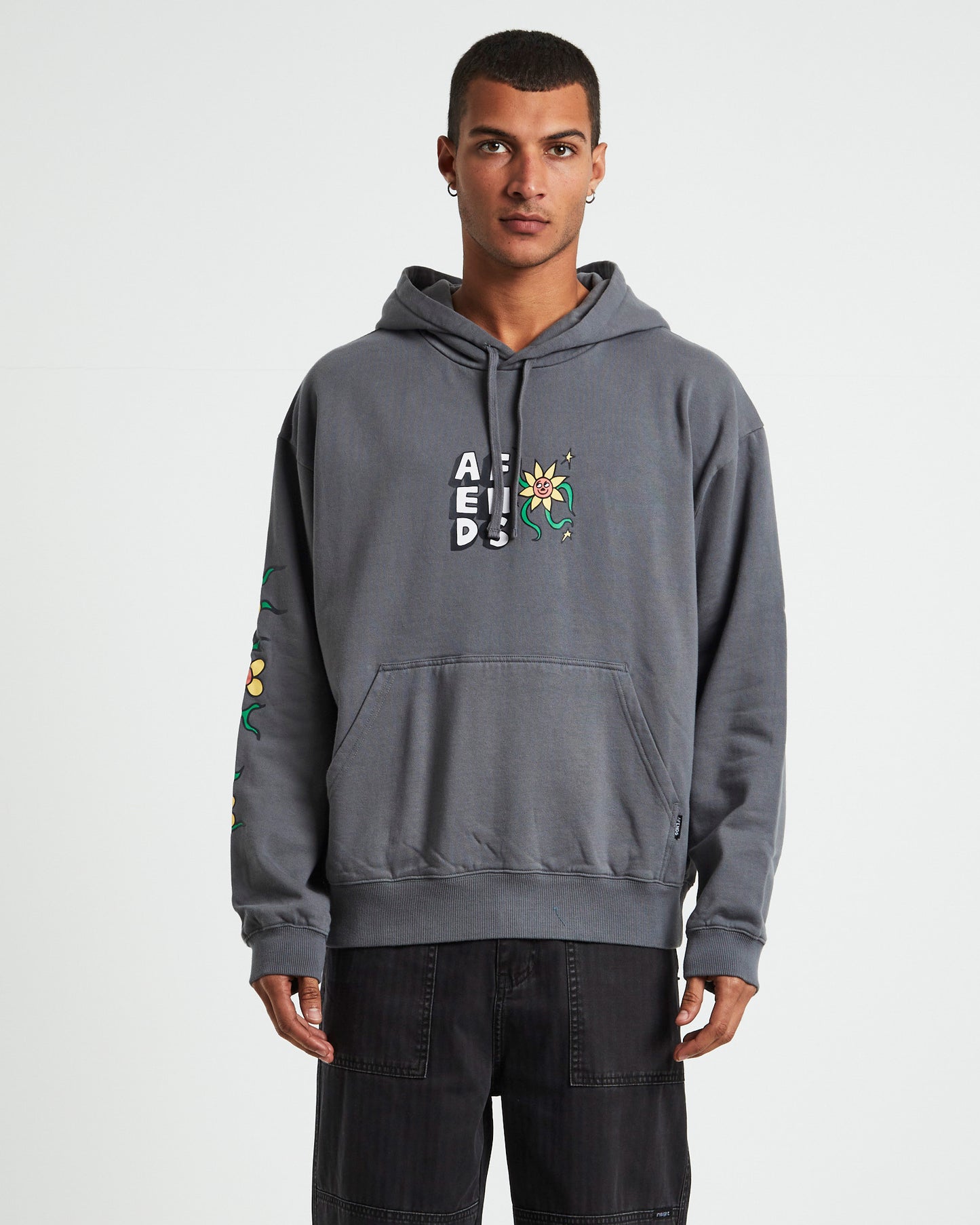 Flowerbed Recycled Pull On Hoodie Steel Grey
