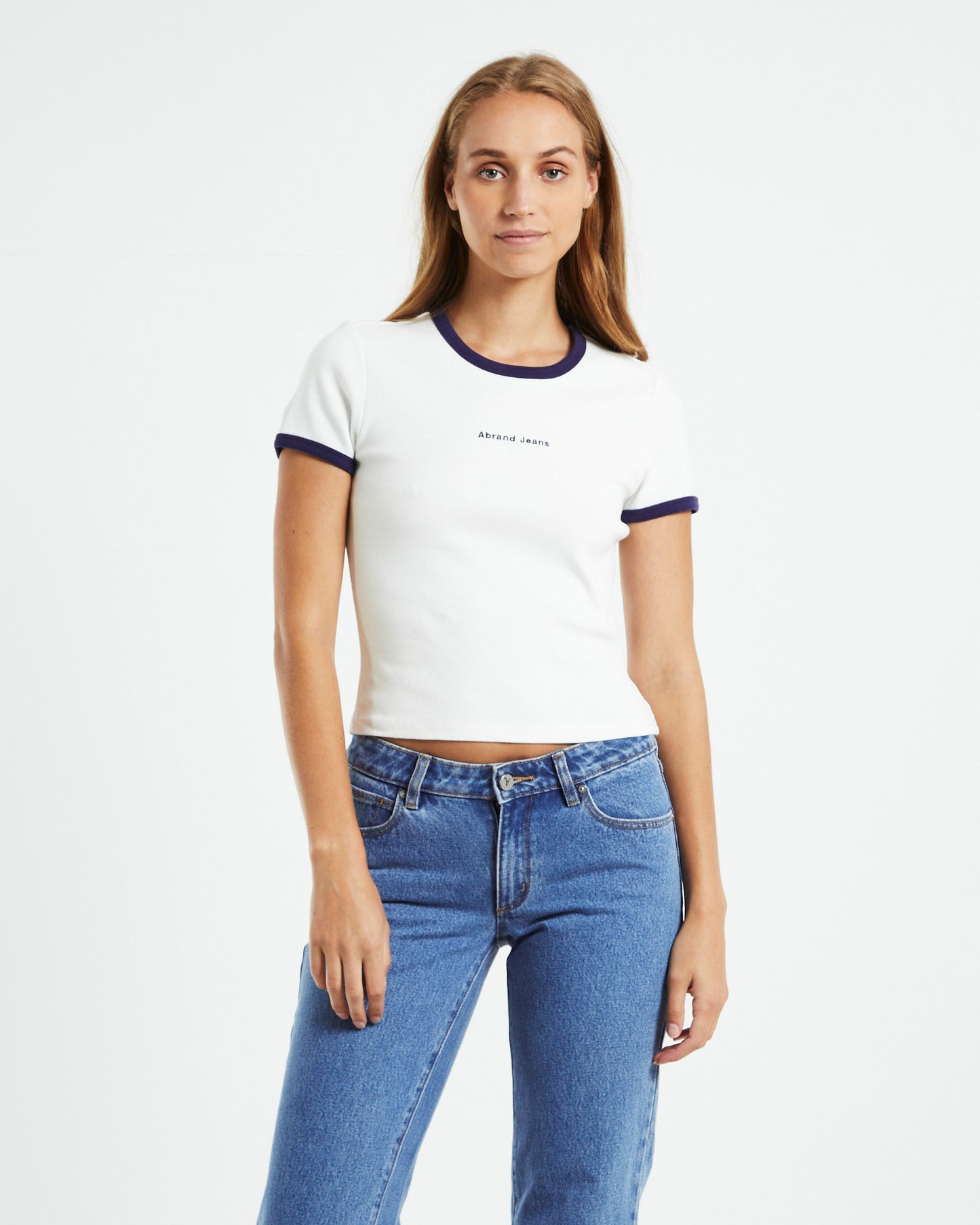 90's Ringer Short Sleeve Tee White/Navy