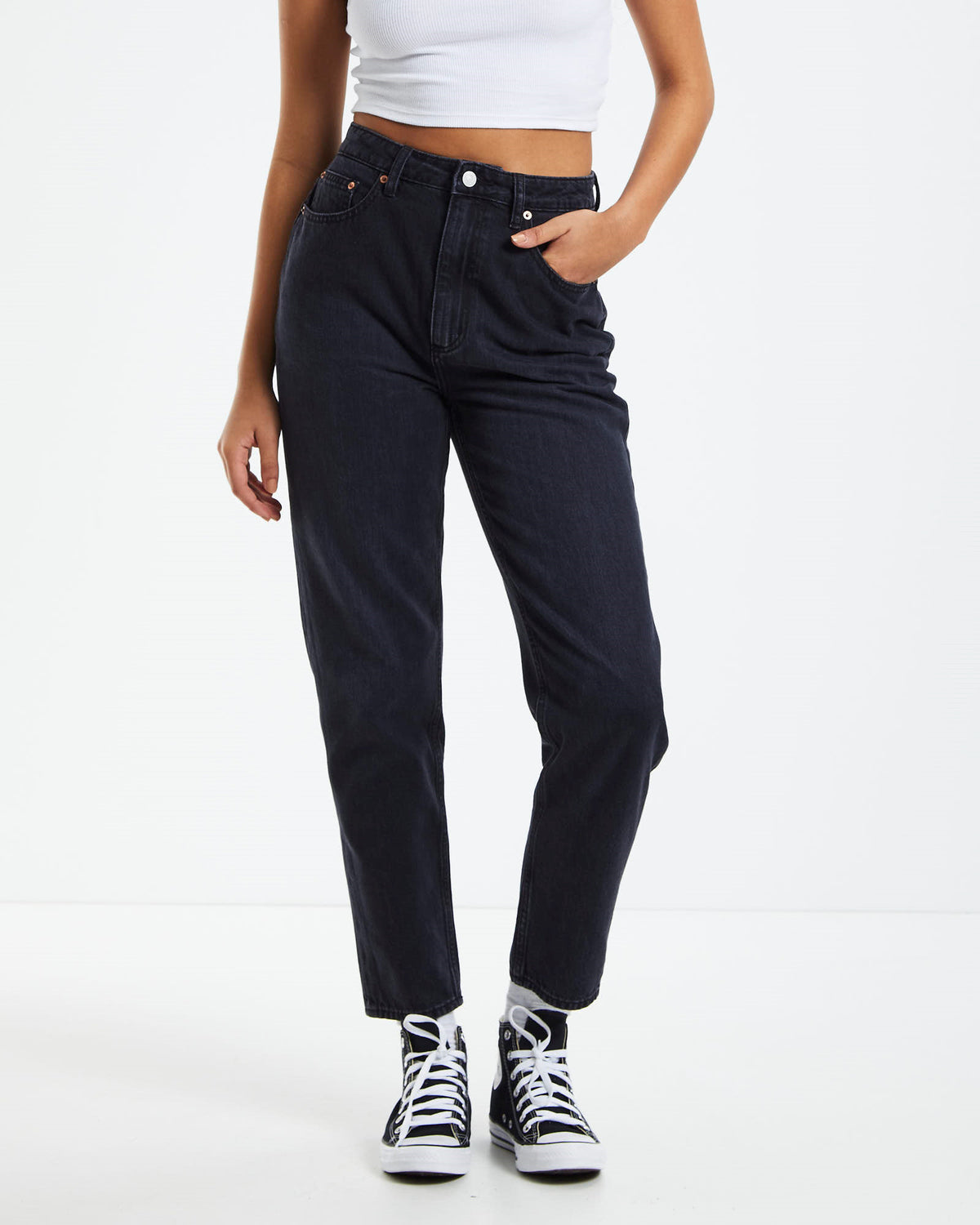High Moms Jeans BLACK
