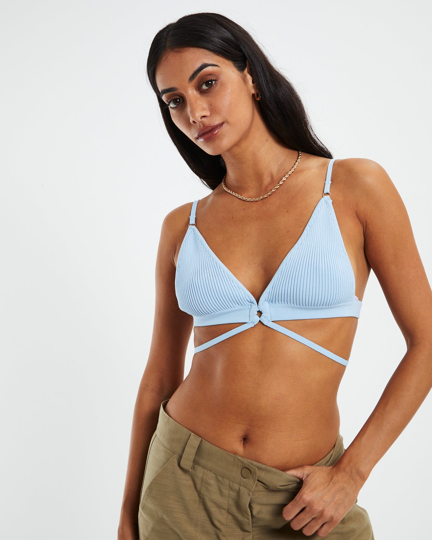 Lisa Strappy Knit Bralette Blue