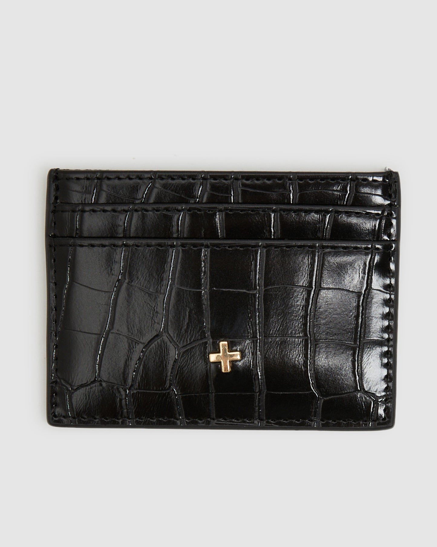 Izzy Card Holder Croc Black/Gold