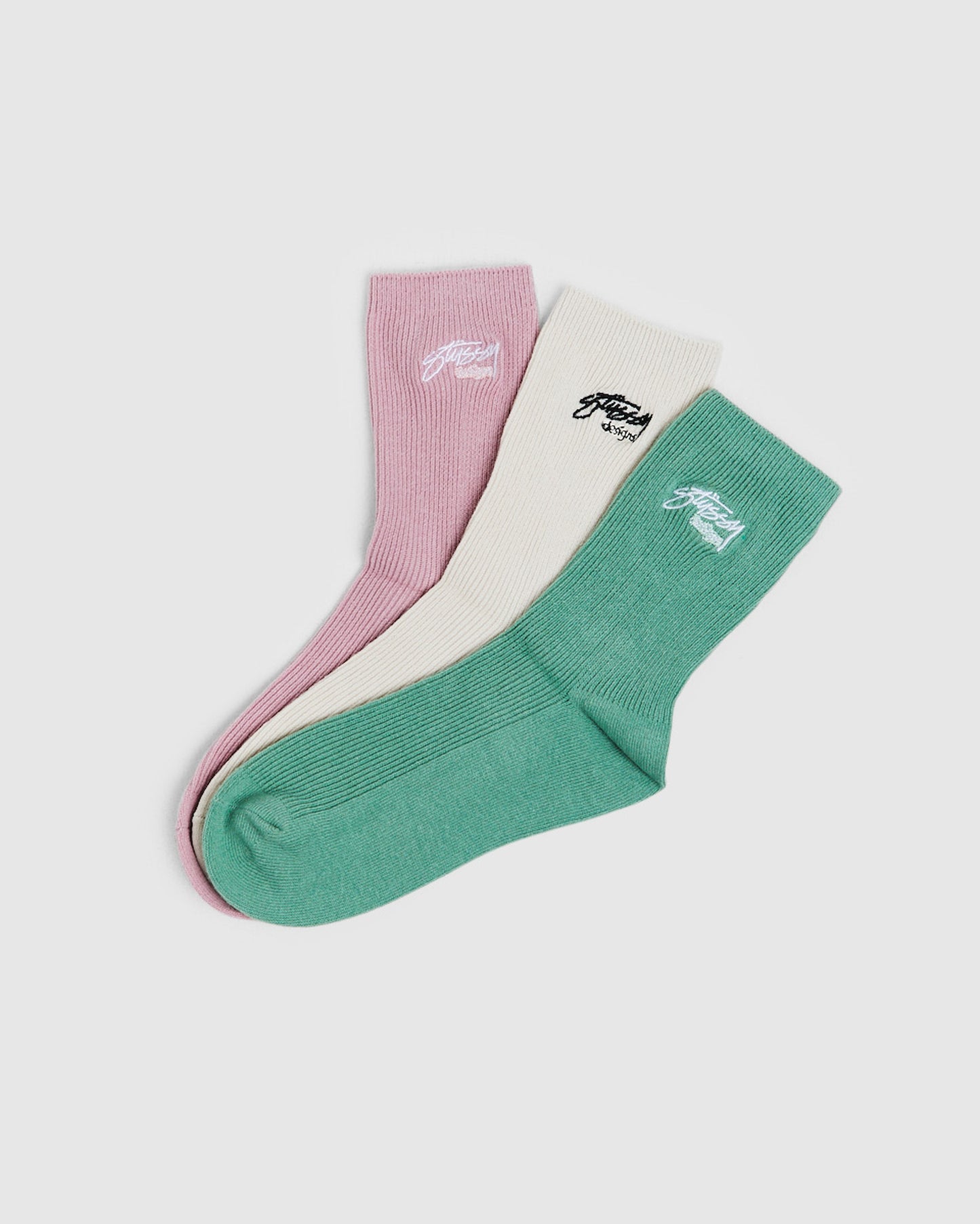 Designs Rib Socks 3 Pack Assorted