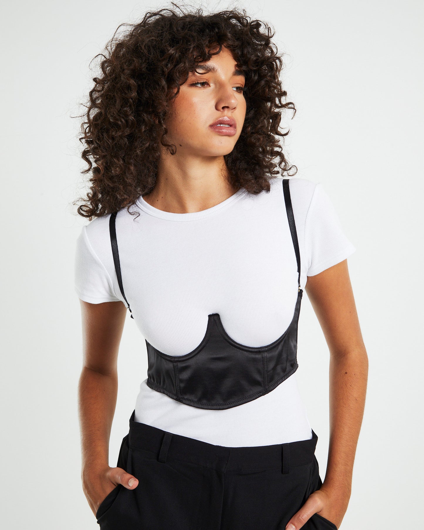 Matina Underbust Lace Back Corset Black