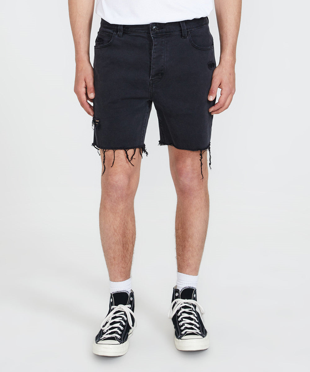 A Cropped Slim Denim Shorts DENIM