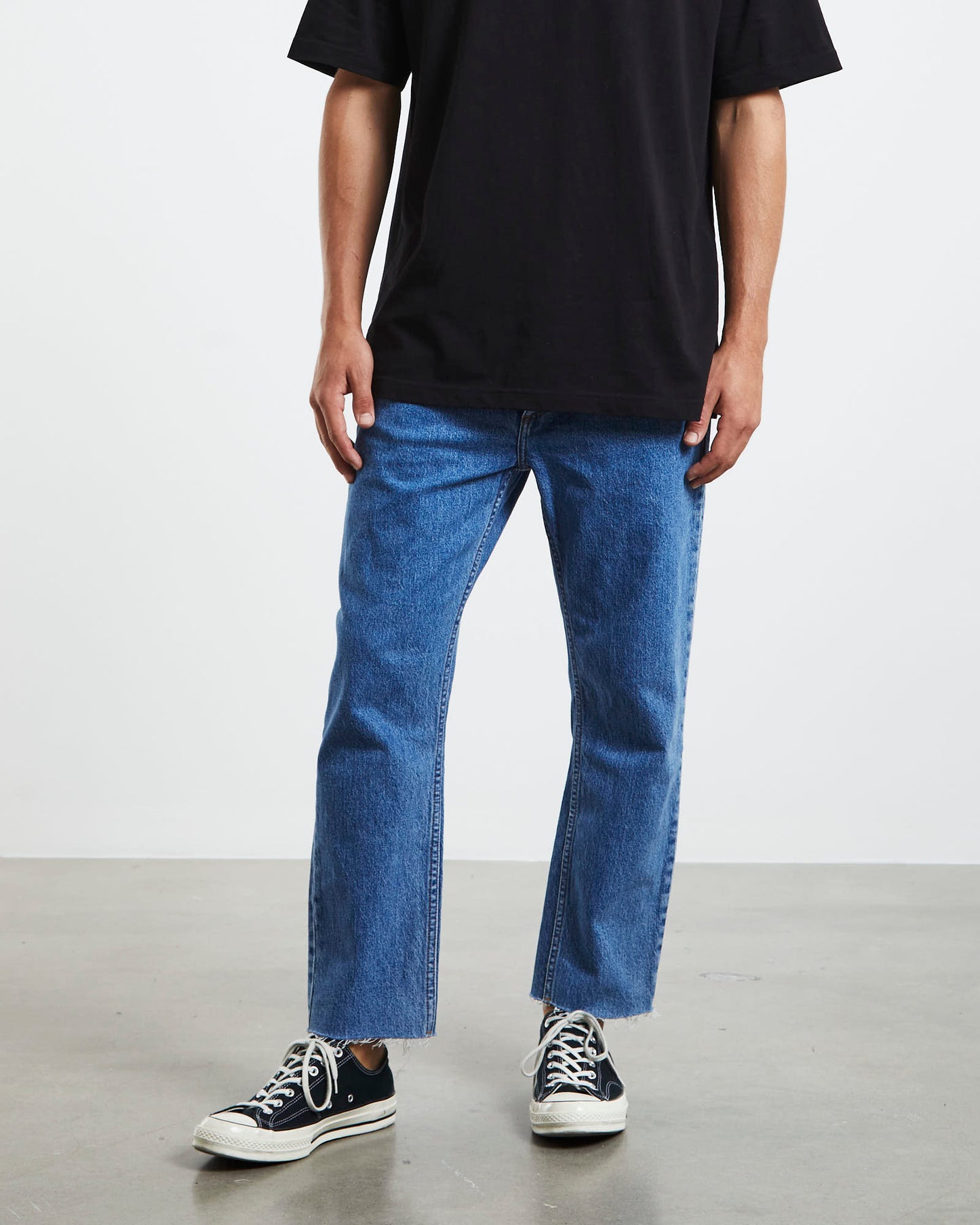 Relaxo Chop Straight Denim Jeans Mid Stone