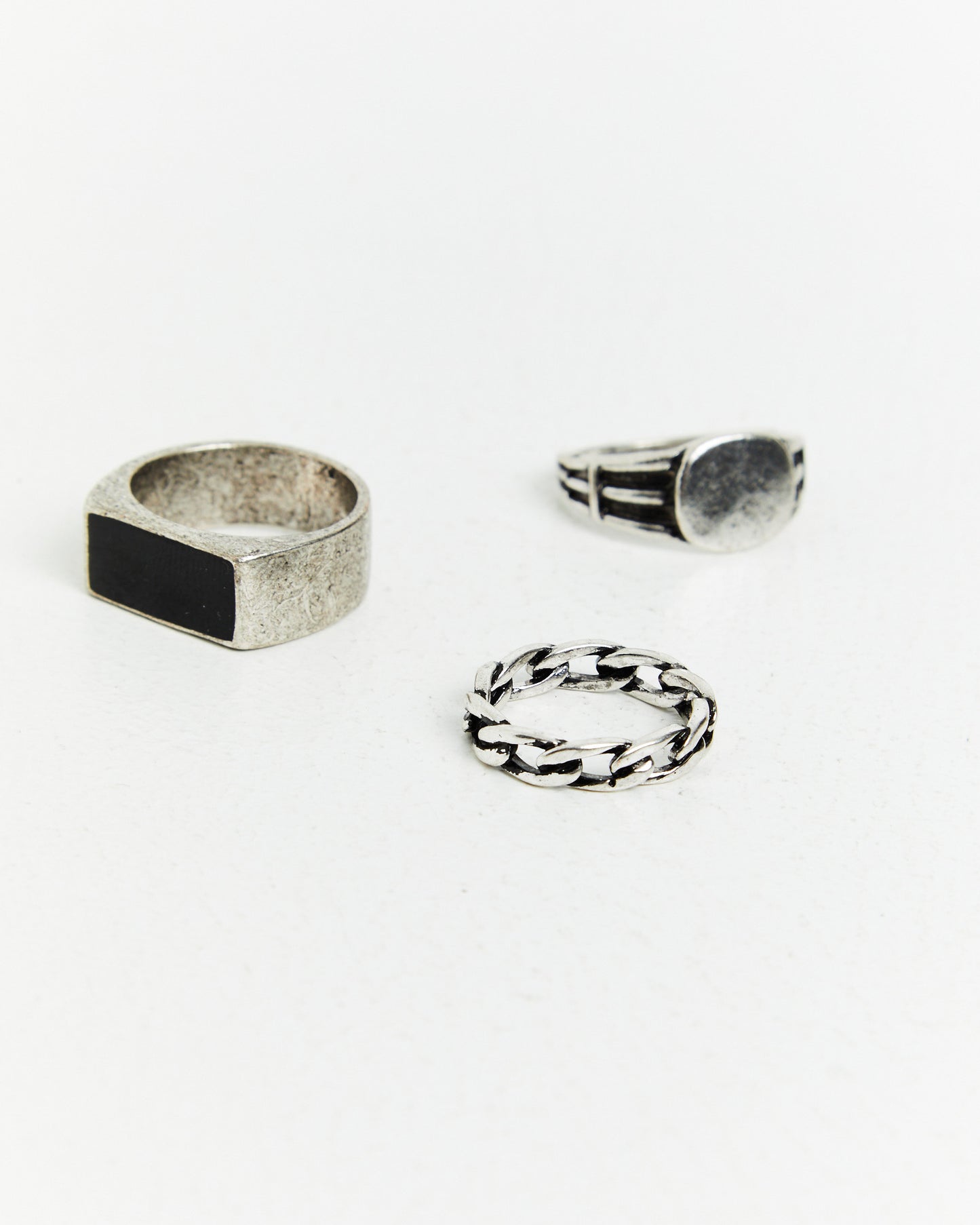 Code Rings 3 Pack Silver Multi