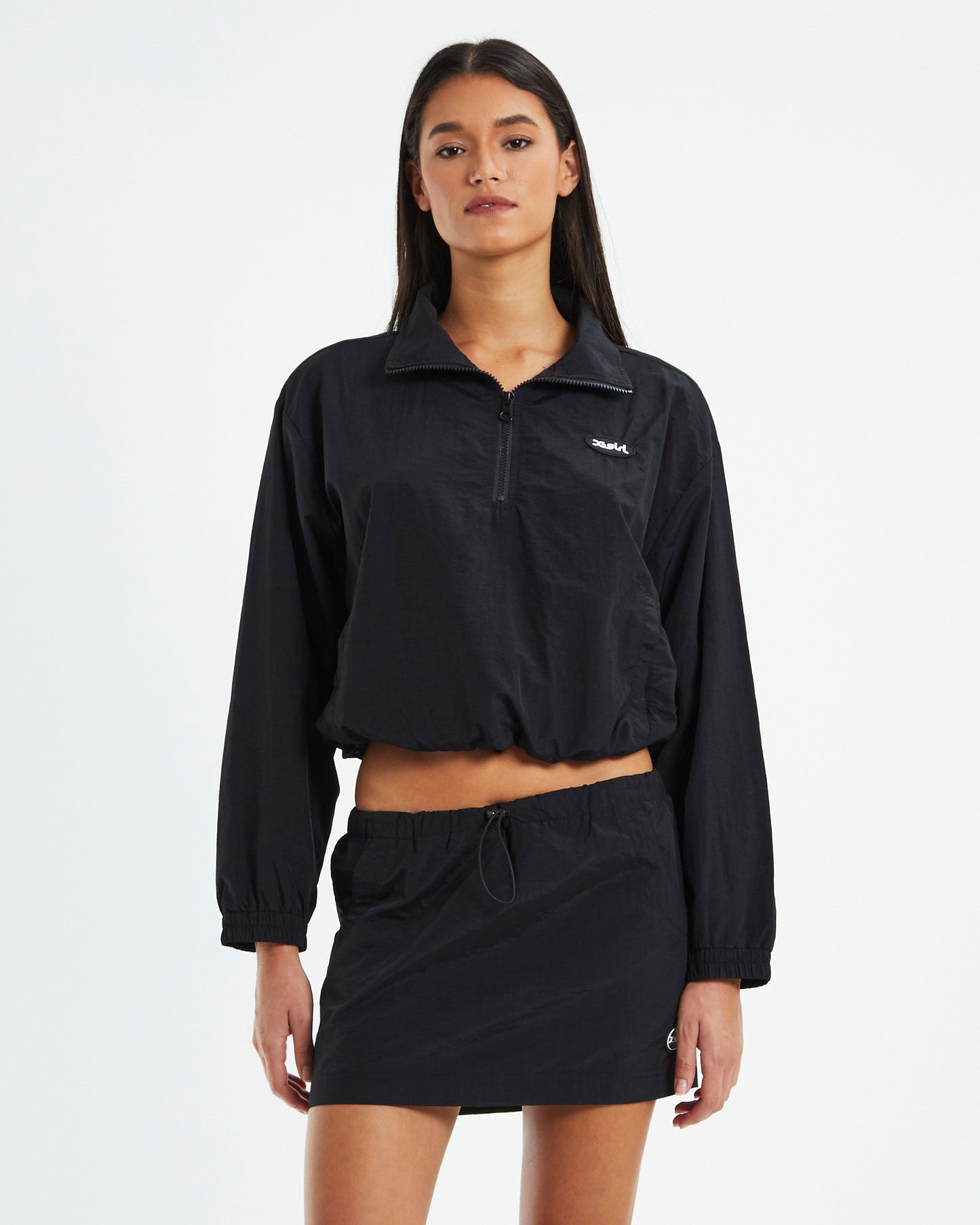 Nylon 1/4 Zip Jumper Black