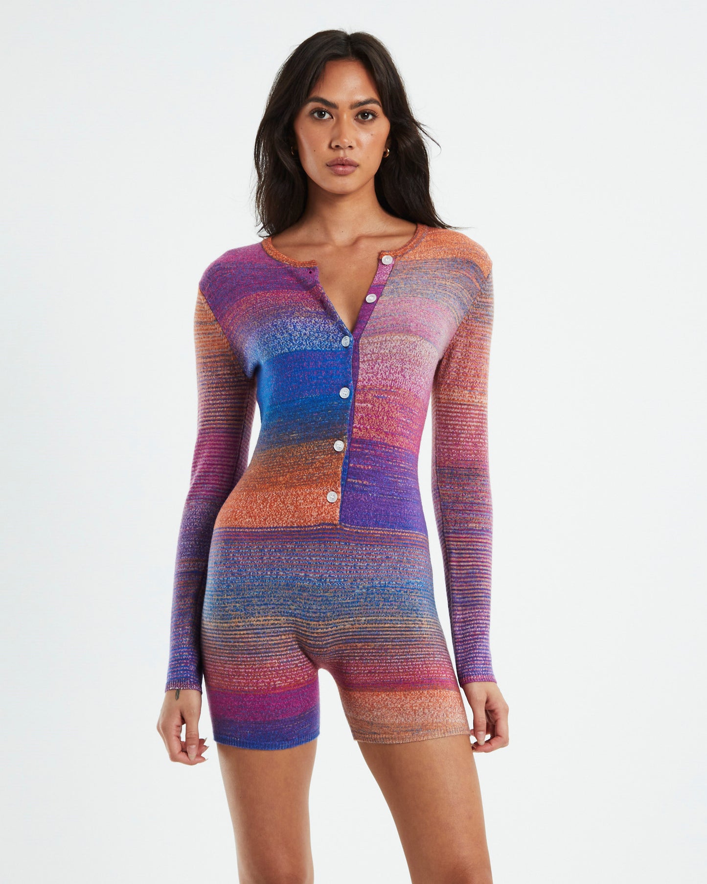 Pnoom Button Up Romper Powder Blue/ Violet