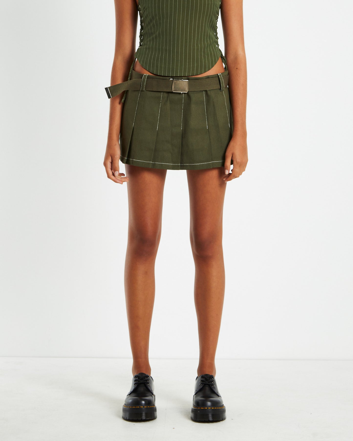 Betty Belted Utility Mini Skirt Khaki