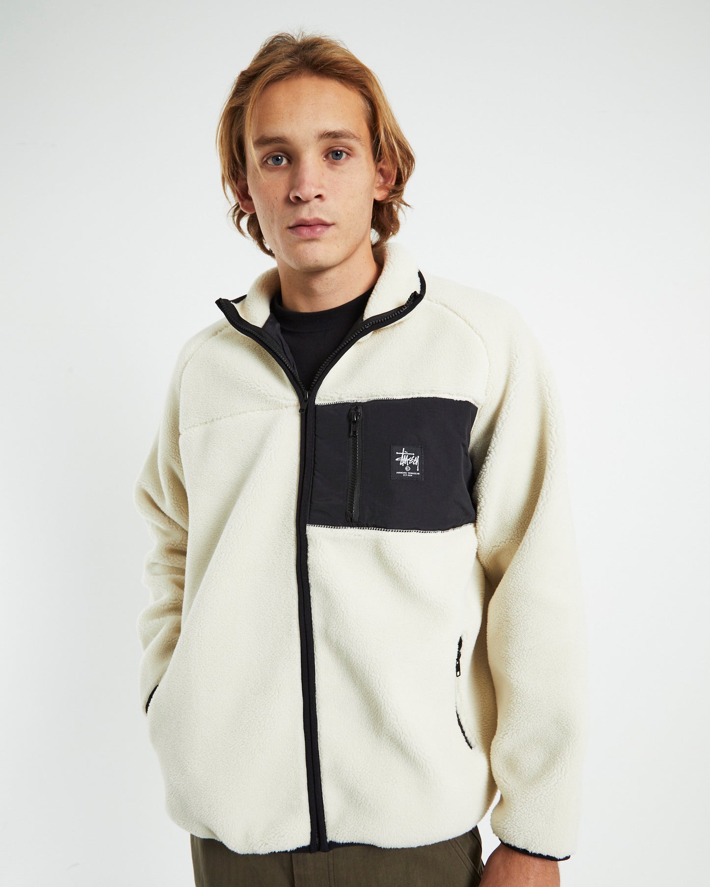 Work Sherpa Zip Crewneck Jumper Natural