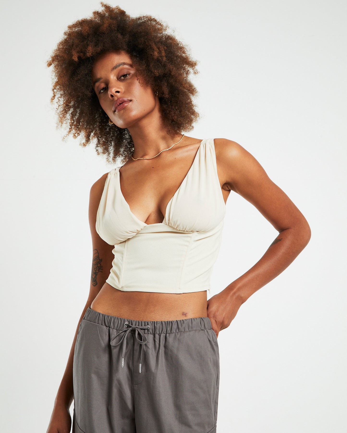 Peyton Chiffon Panel Corset Cream