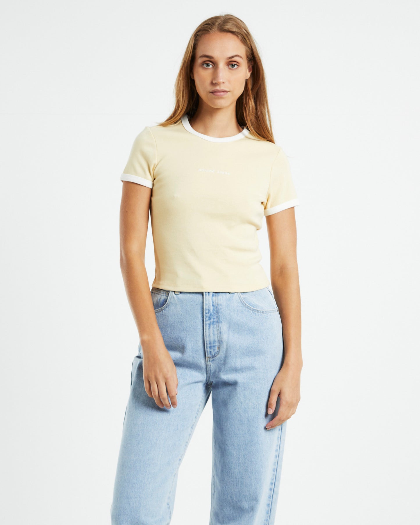 90's Ringer Baby Tee French Vanilla