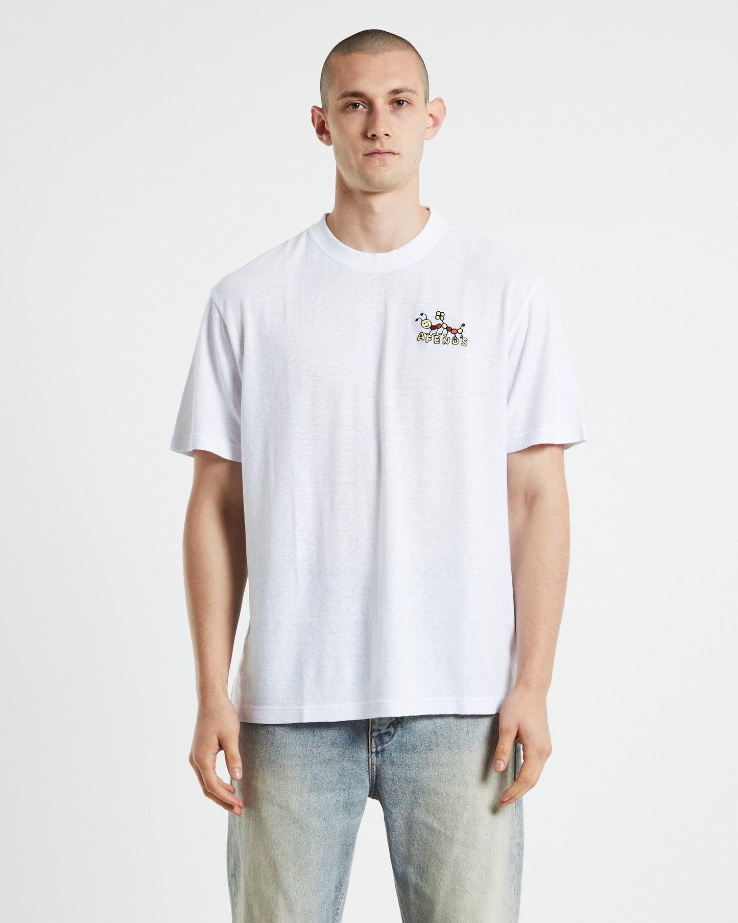 Caterpillar Hemp Retro Short Sleeve T-Shirt White