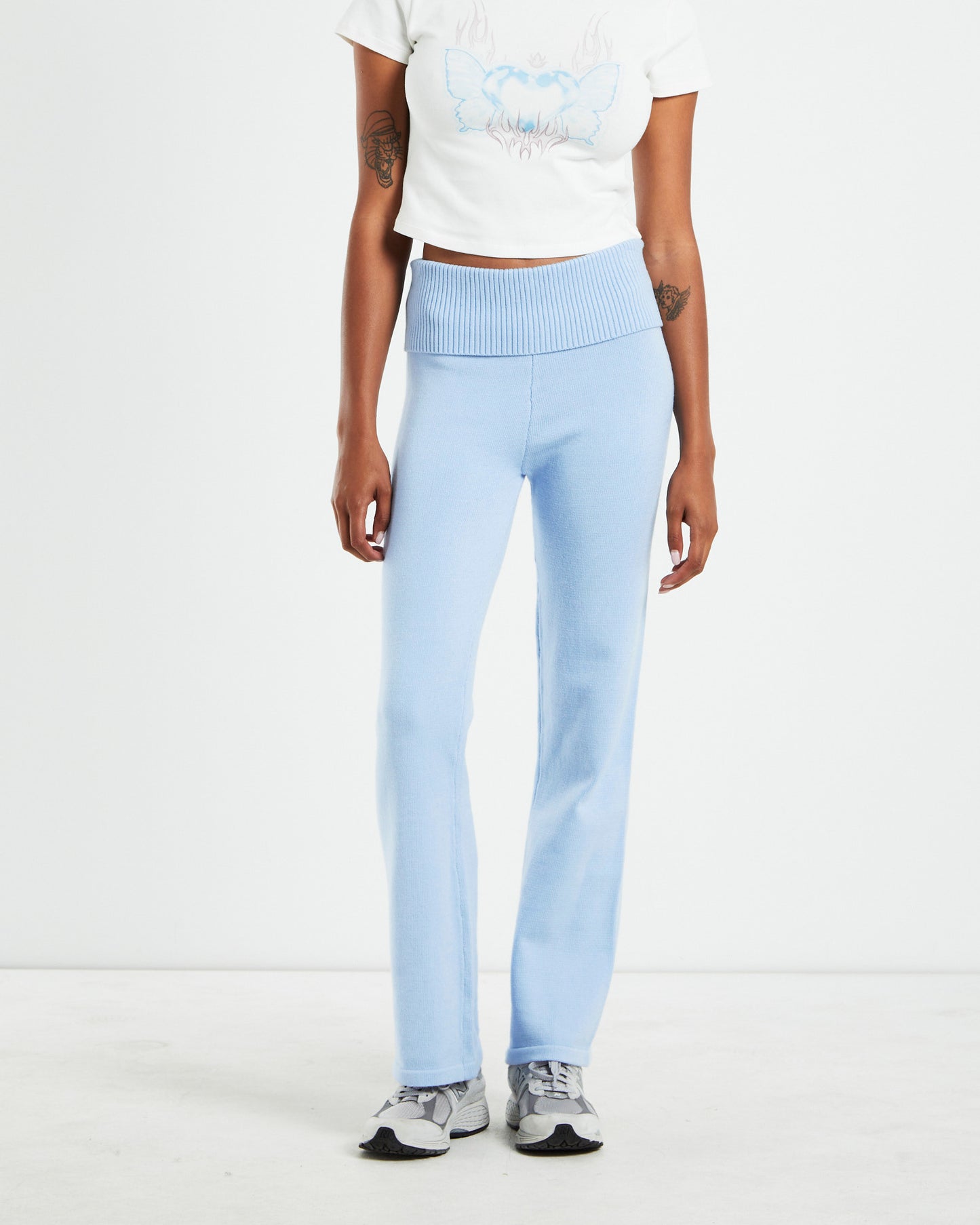 Effie Low Rise Knit Pants Blue