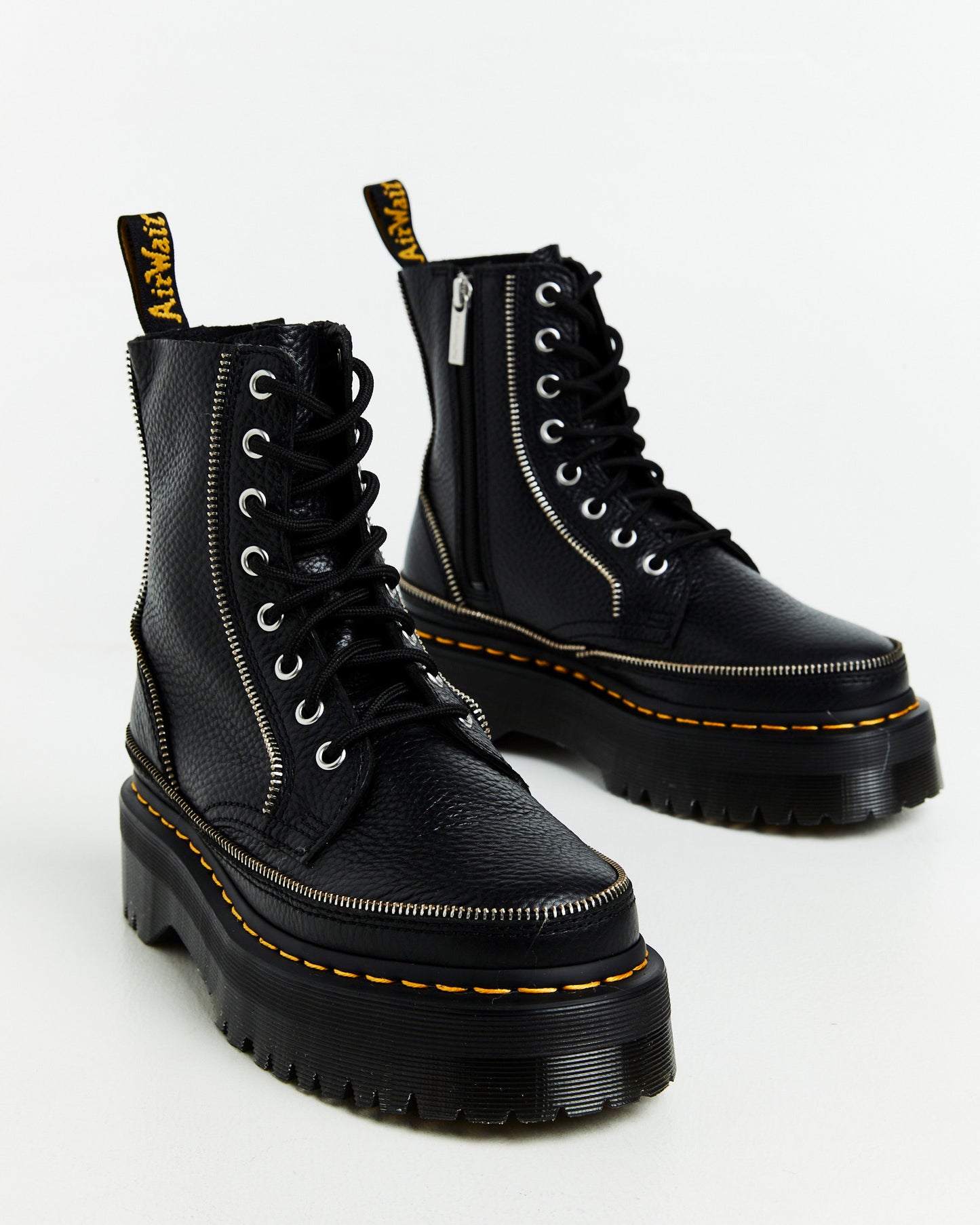 Jadon Zip 8 Eye Milled Nappa Boots Black
