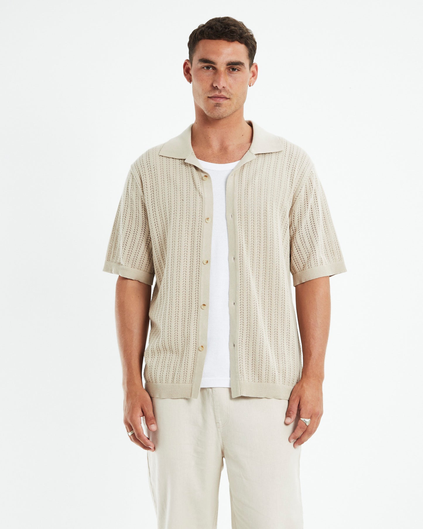 Bowler Short Sleeve Knit Shirt Stone