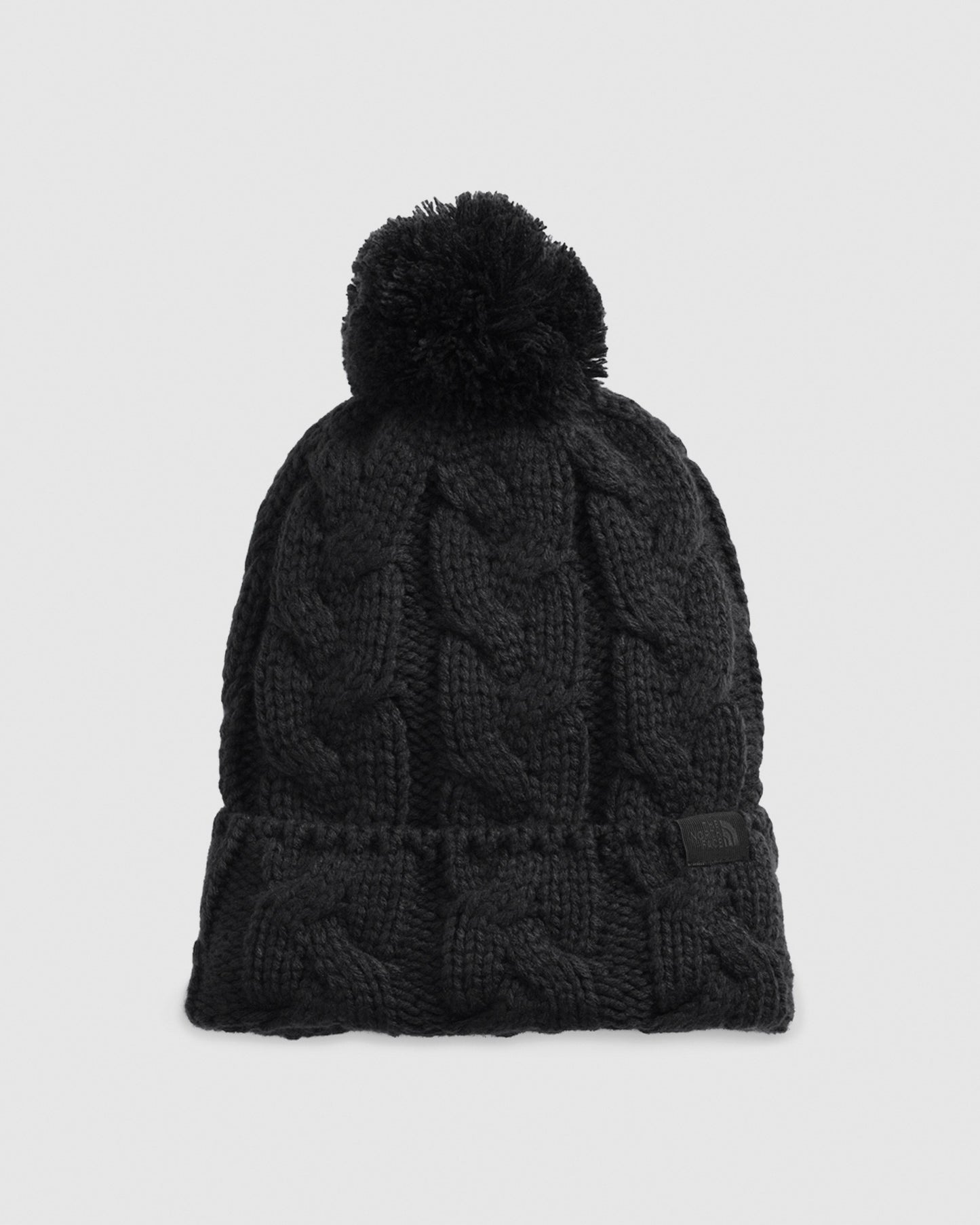 Cable Pom Beanie Black