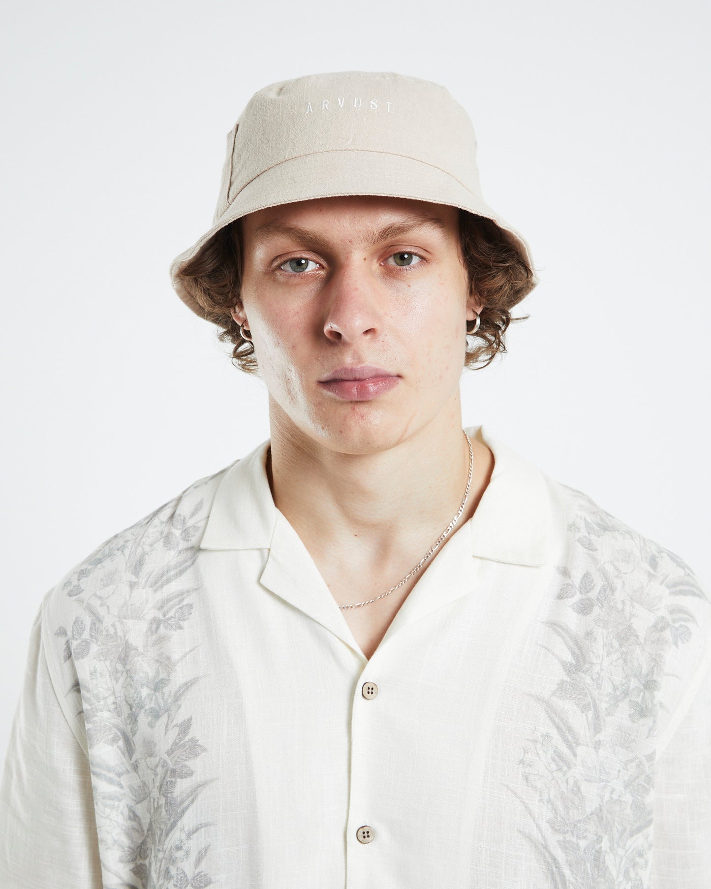 Logo Linen Bucket Hat Natural