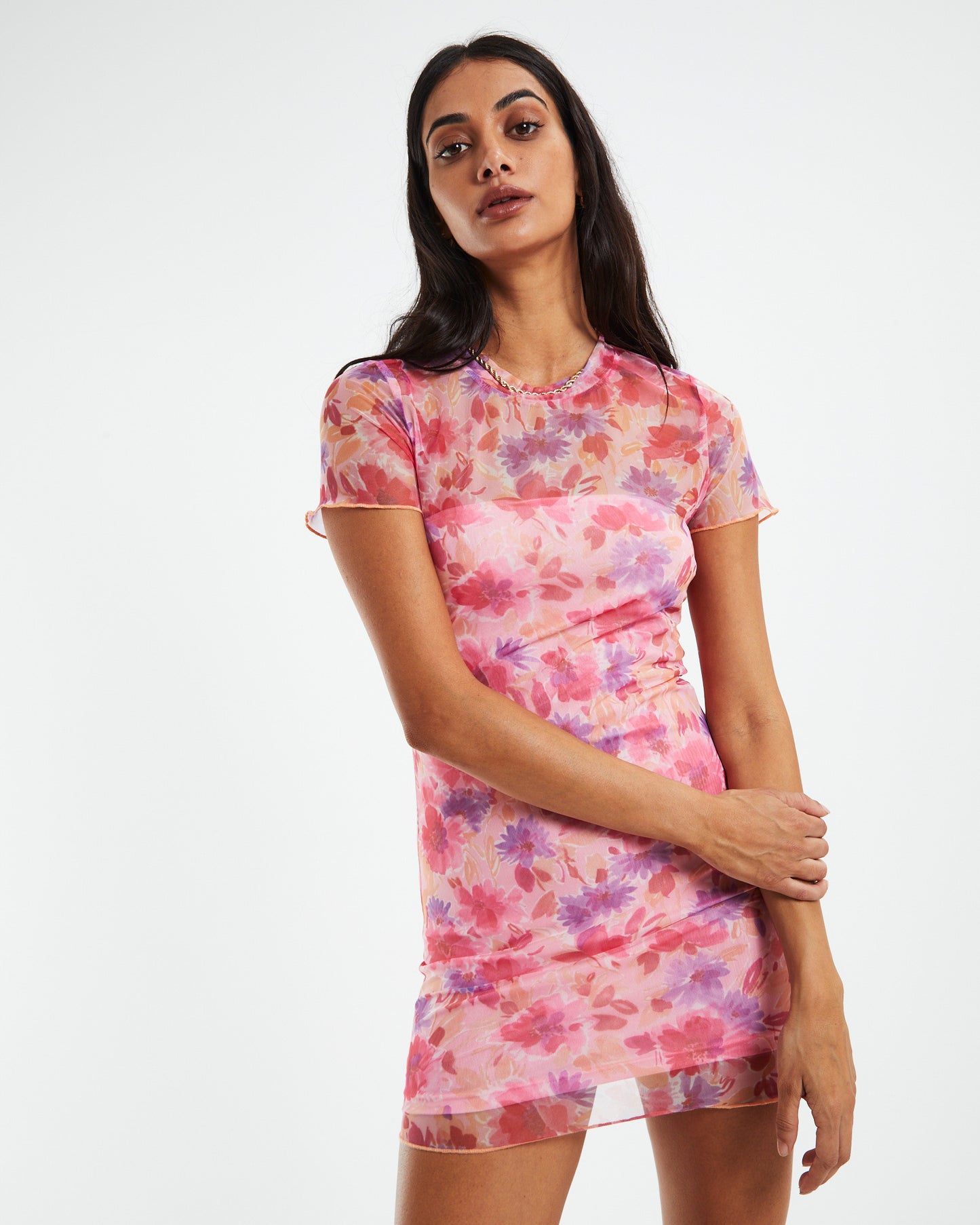 Jessica Watercolour Floral Tee Dress Pk