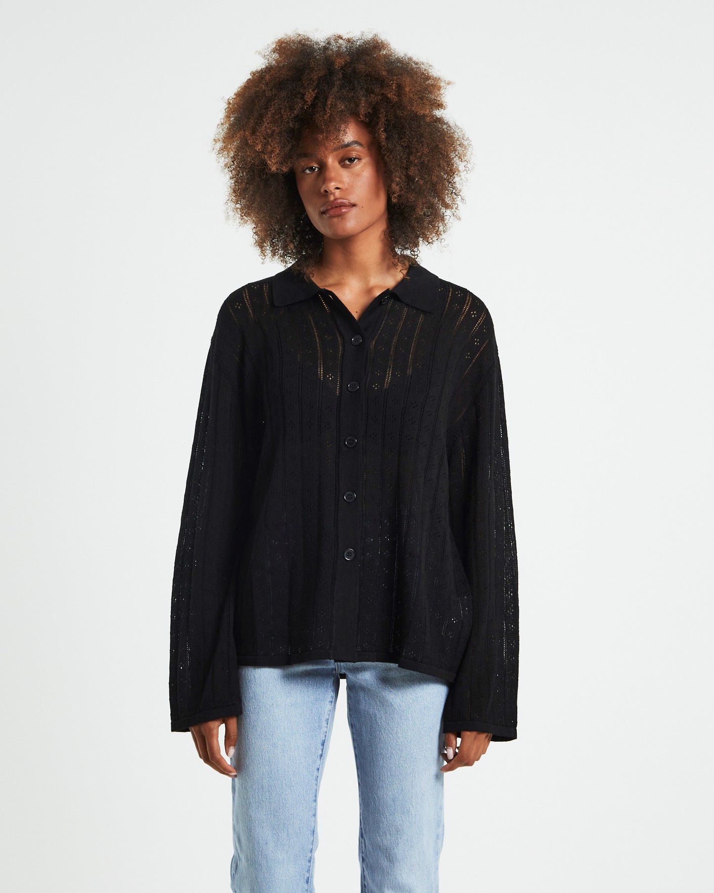 Milan Knit Long Sleeve Shirt Black