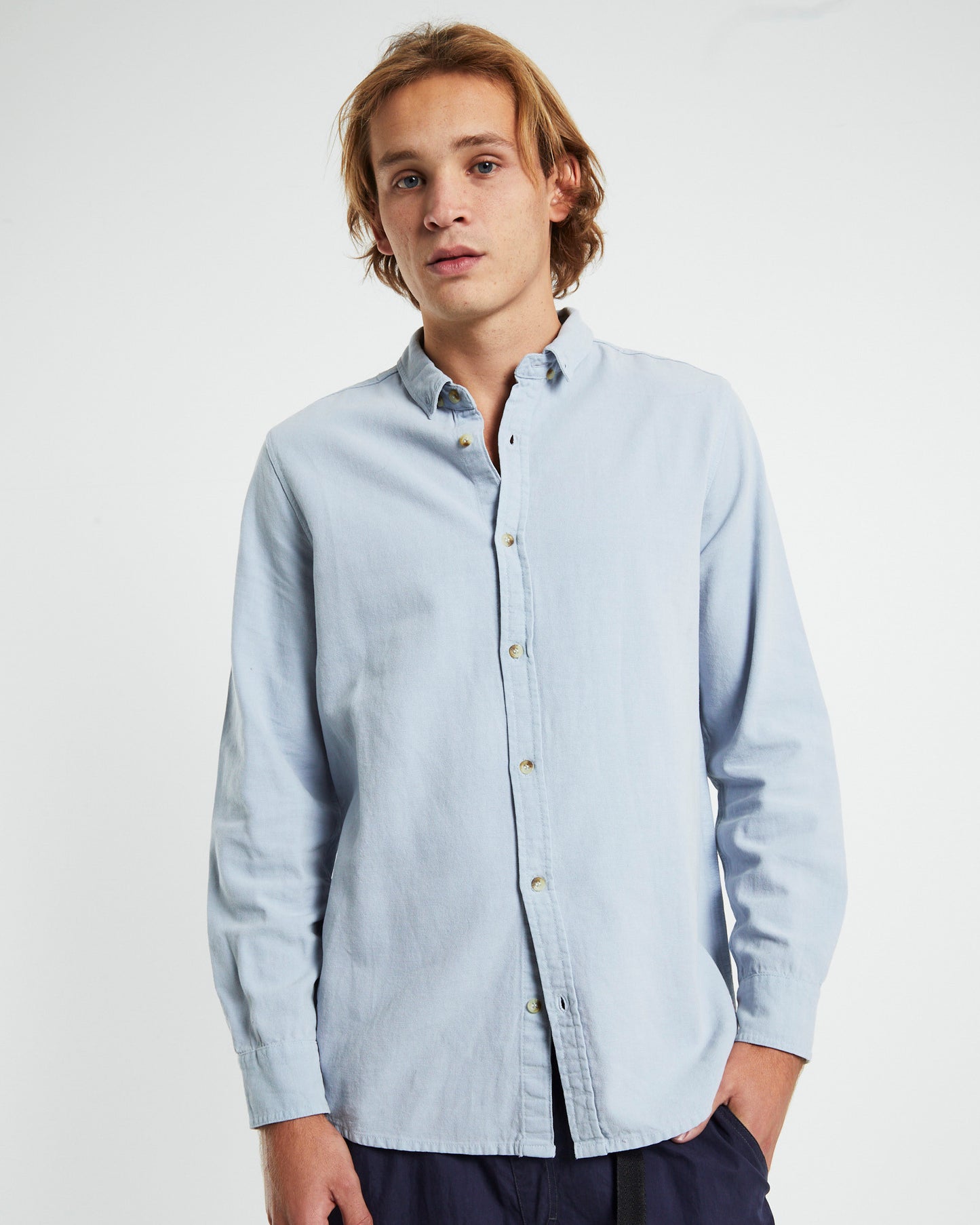 Men At Work Oxford Long Sleeve Shirt Sky Blue