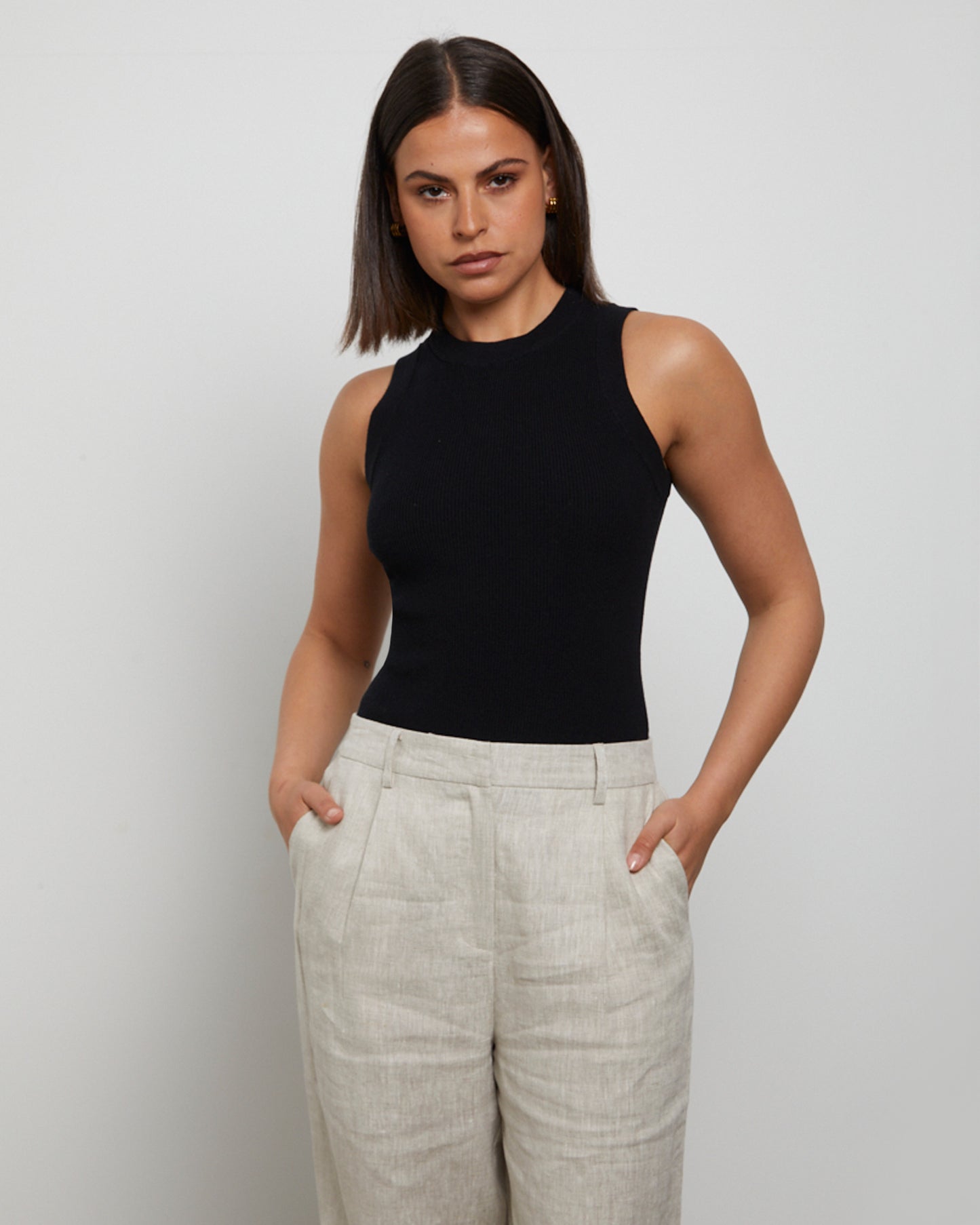 Luxe Knitted Tank Top in Black