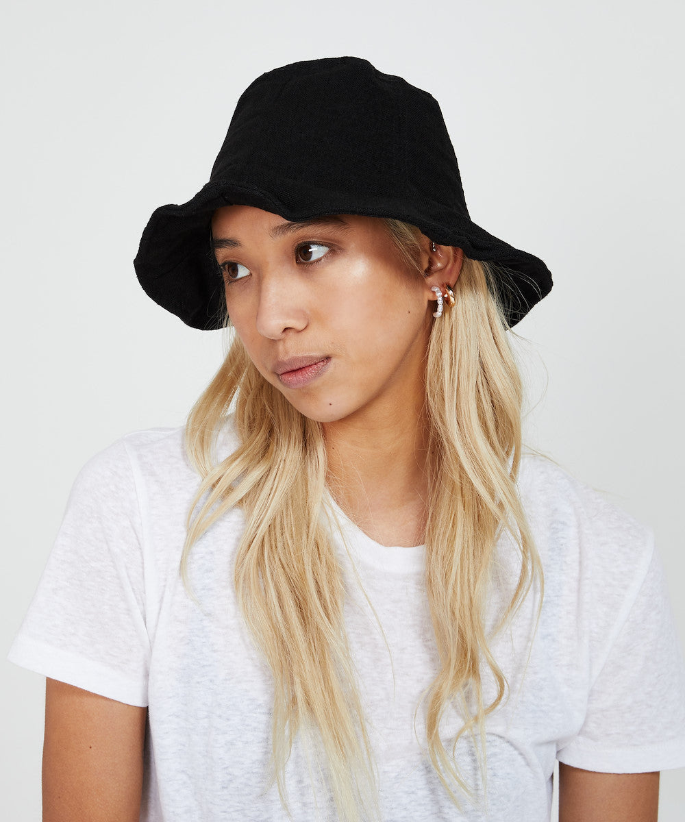 Santa Monica Linen Bucket Hat Black BLACK