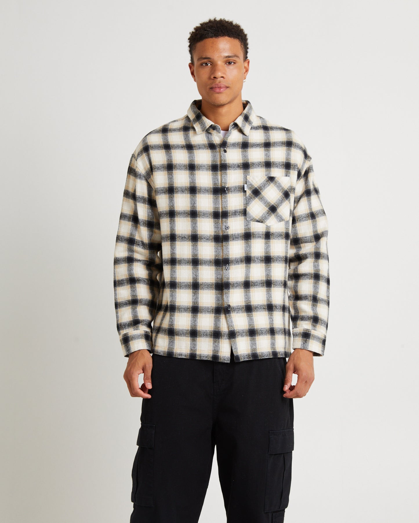 Portland Long Sleeve Flanno Off White