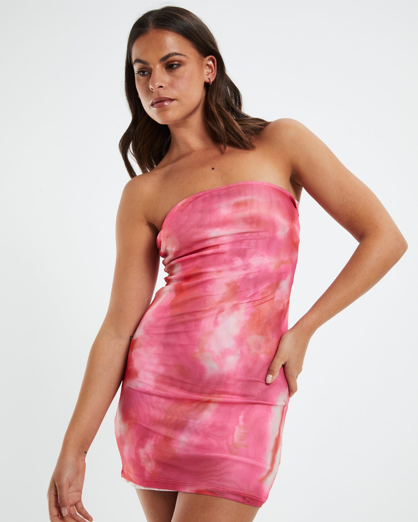 Dema Bandeau Mini Dress Blurred Pink