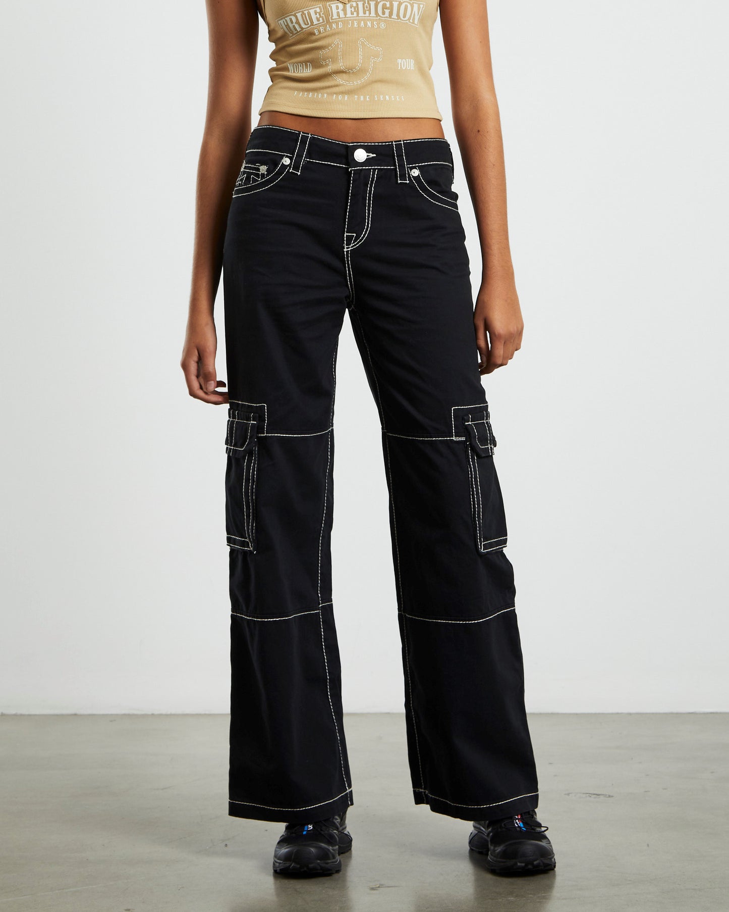 Low Slung Baggy Cargo Pants Big T Black