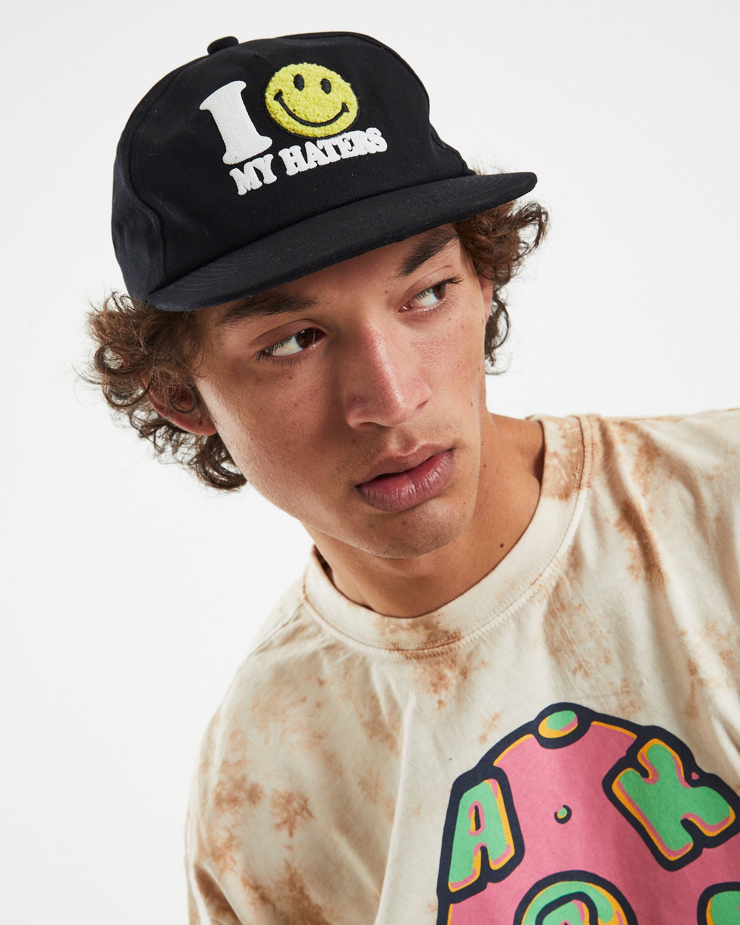 Smiley Haters 5 Panel Hat Vintage Black