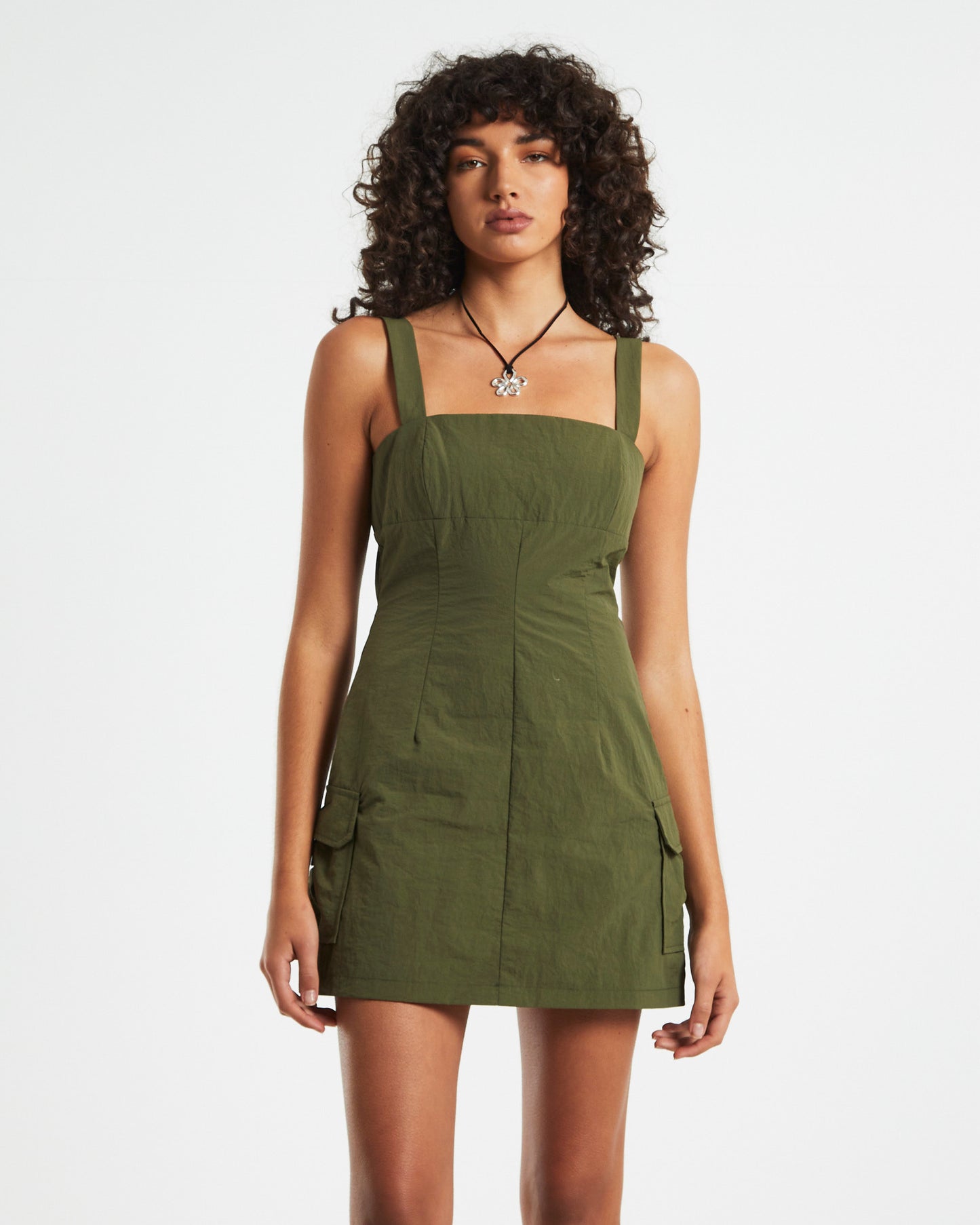 Bridget Tech Mini Dress in Green