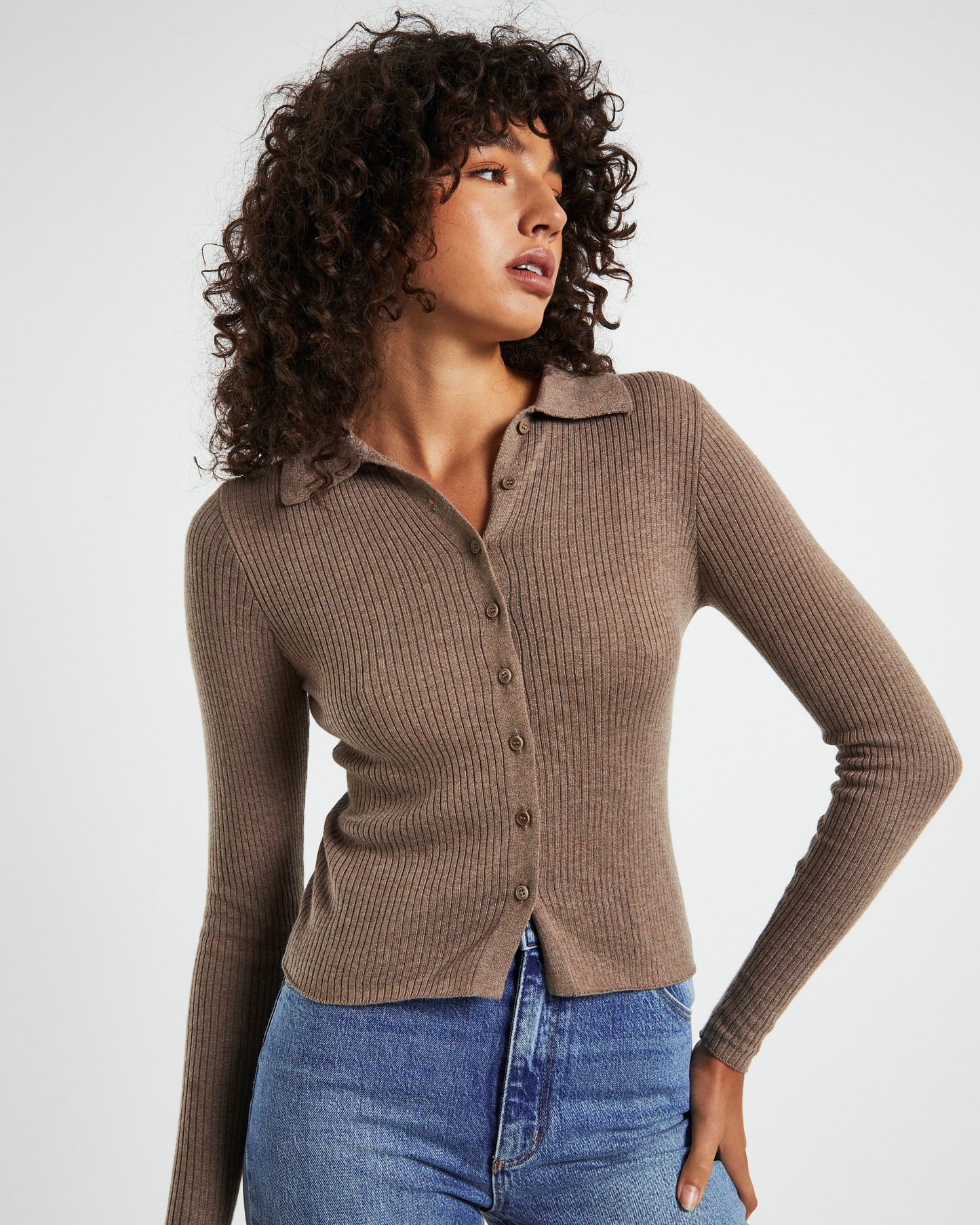 Caroline Knit Long Sleeve Button Up Top