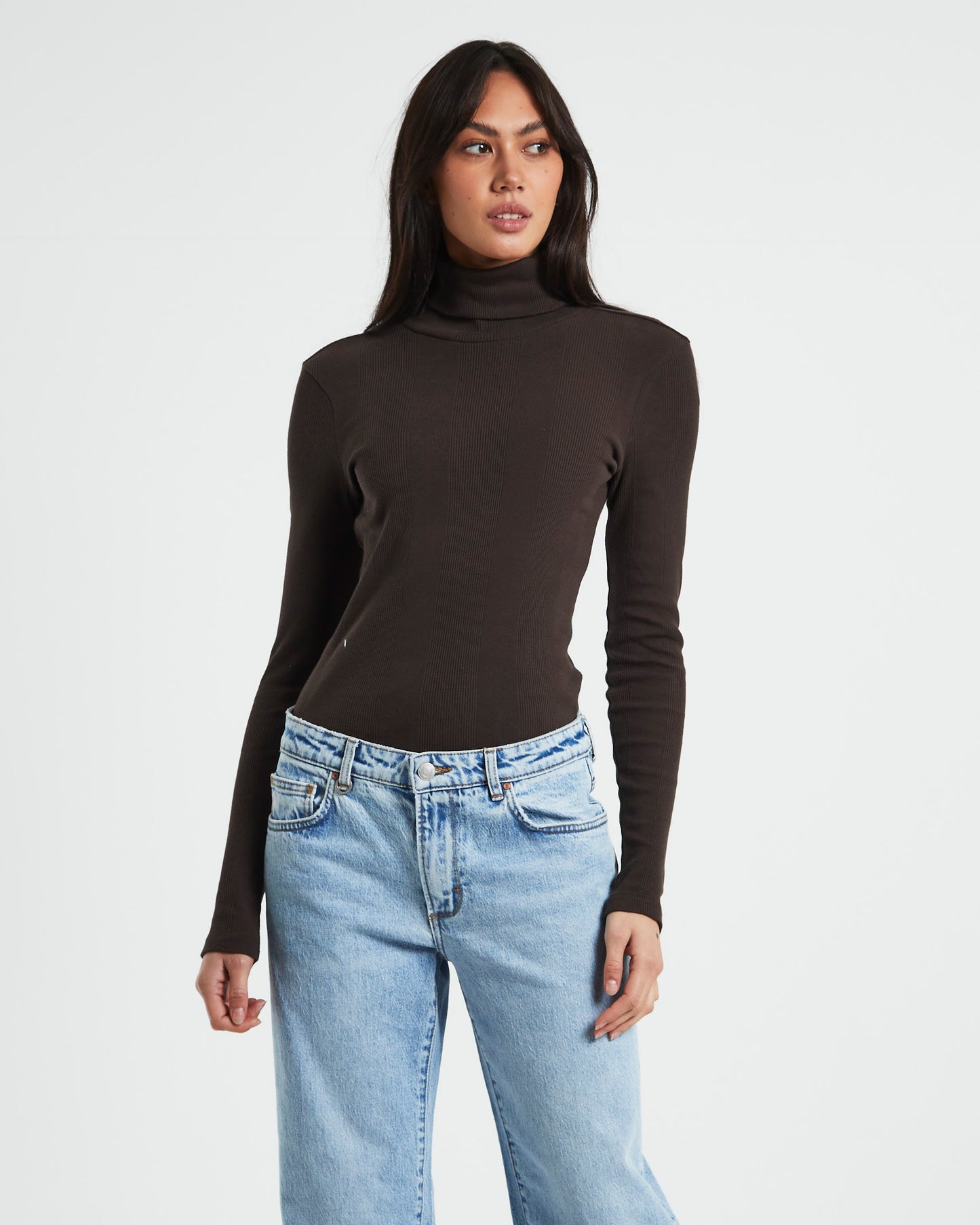 Frenchie Long Sleeve Skivvy T-Shirt Espresso Brown