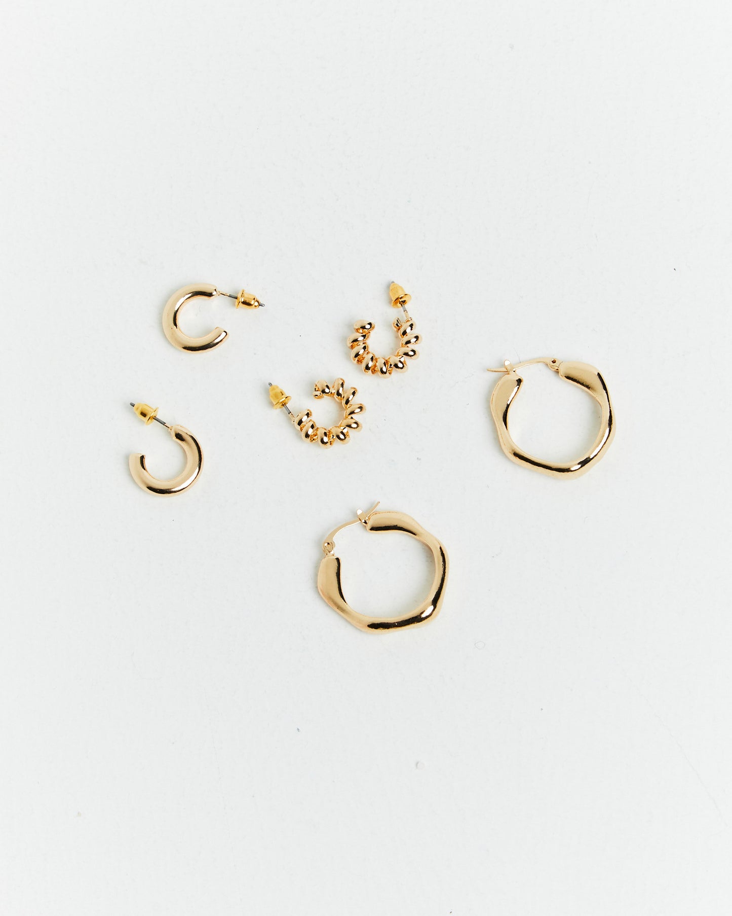 Aire Assorted Hoop Earrings Pack Gold