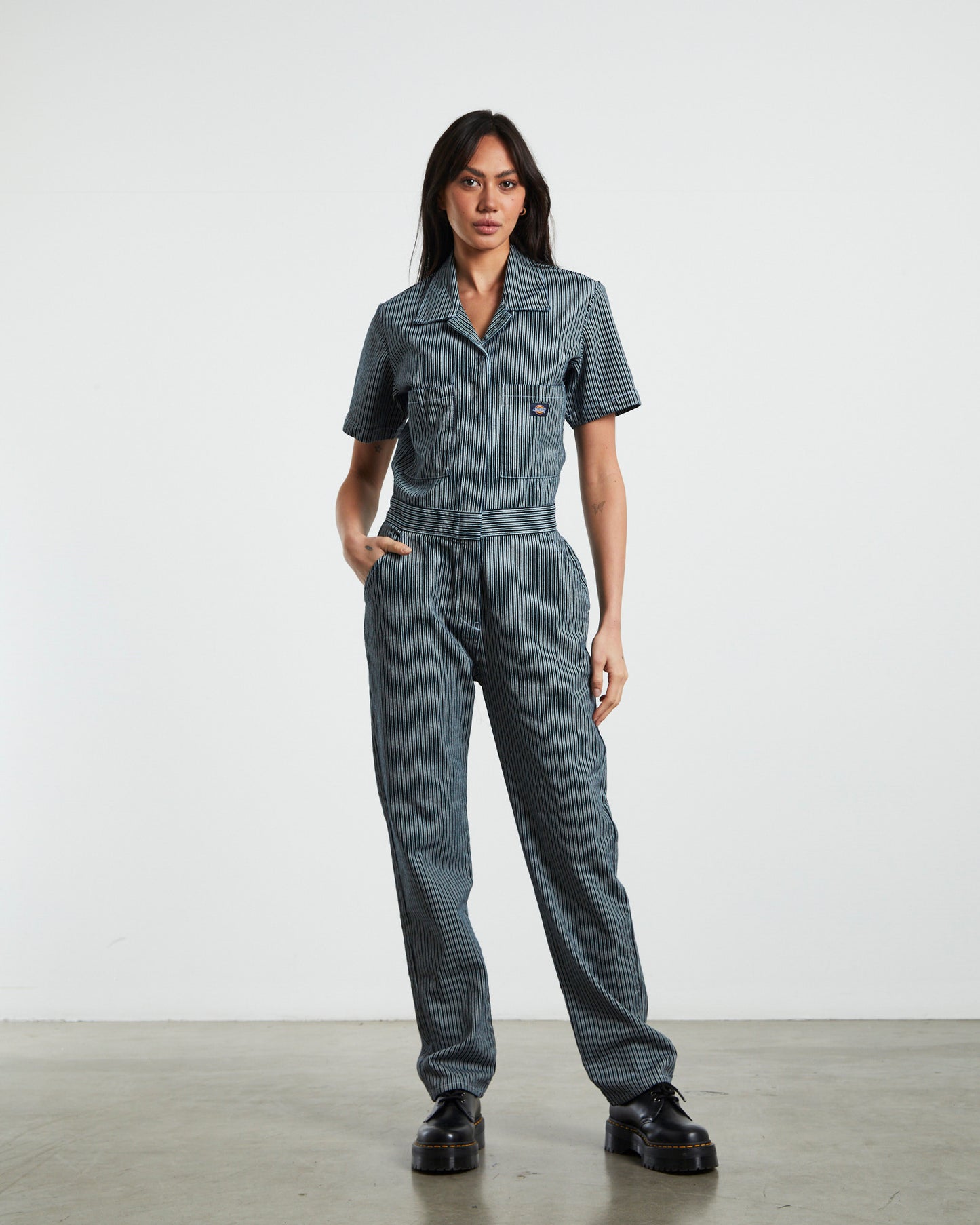 Smithville Denim Jumpsuit Hickory Stripe