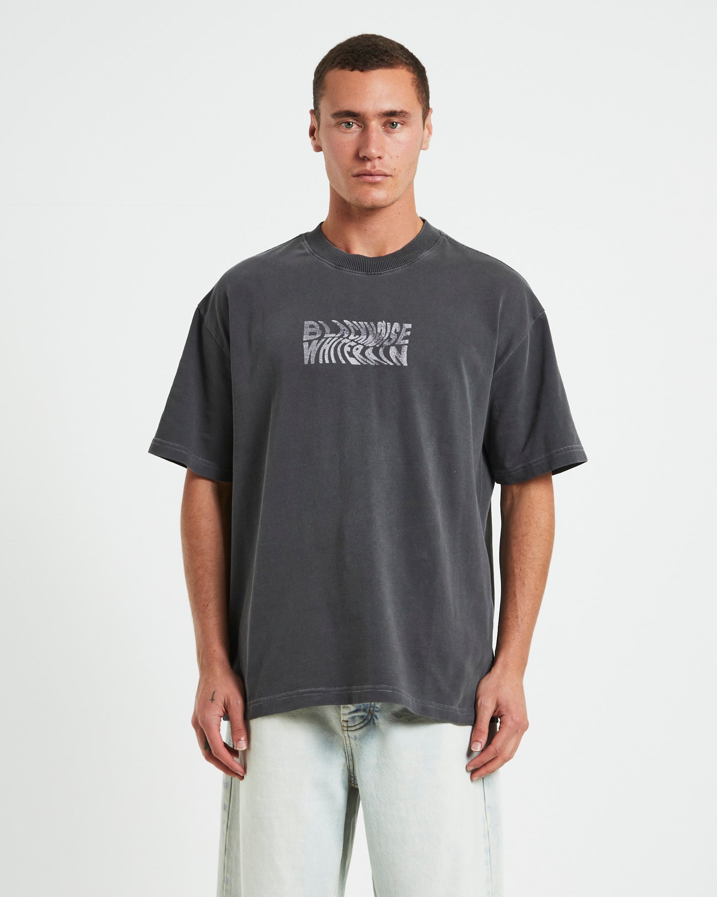 Wrapped Short Sleeve T-Shirt in Pewter Grey