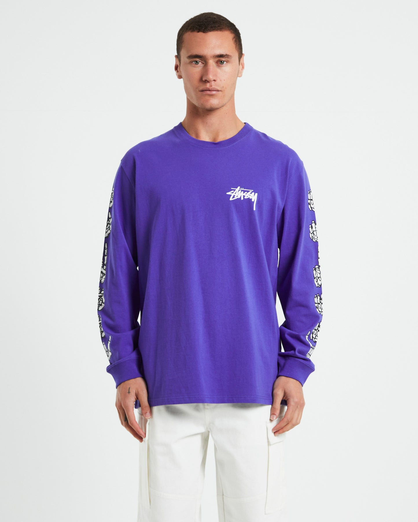 Hands Solid Long Sleeve T-Shirt in Blue