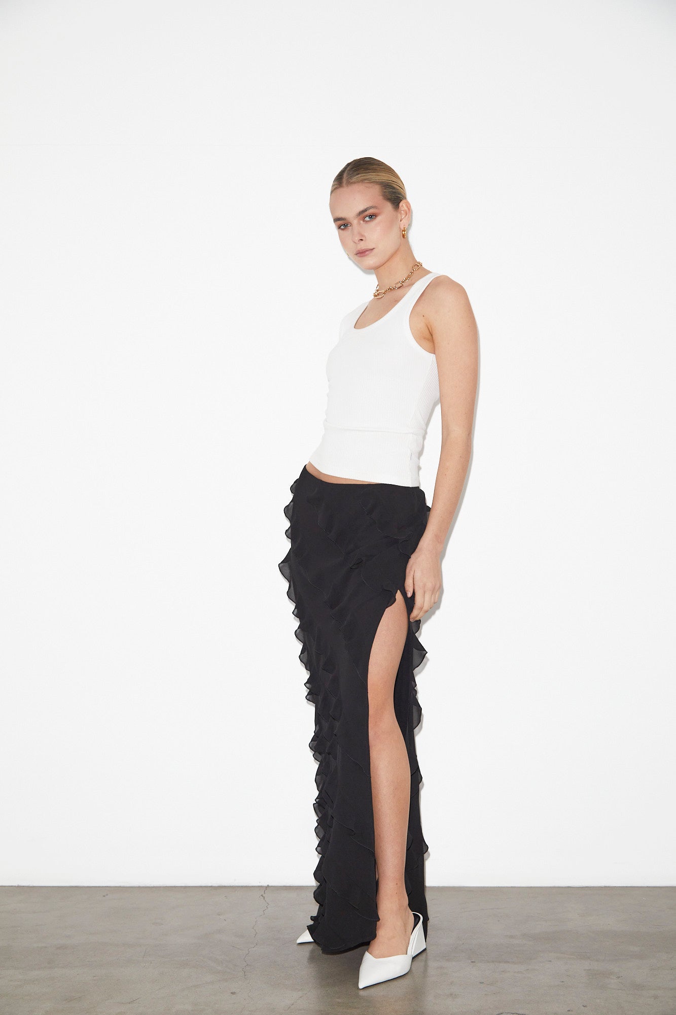 Marta Ruffle Skirt in Black