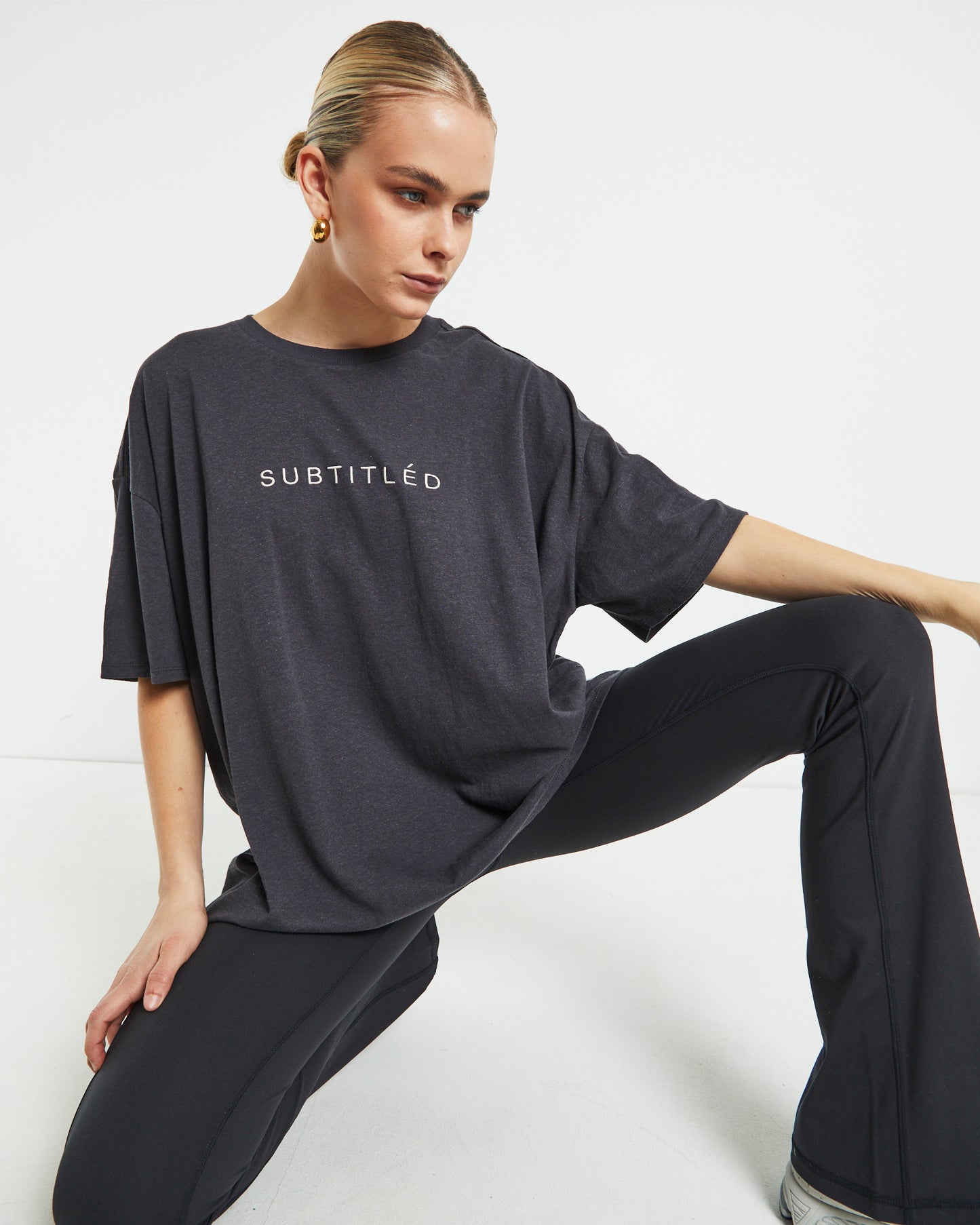 State Linen Oversized Short Sleeve T-Shirt in Charcoal