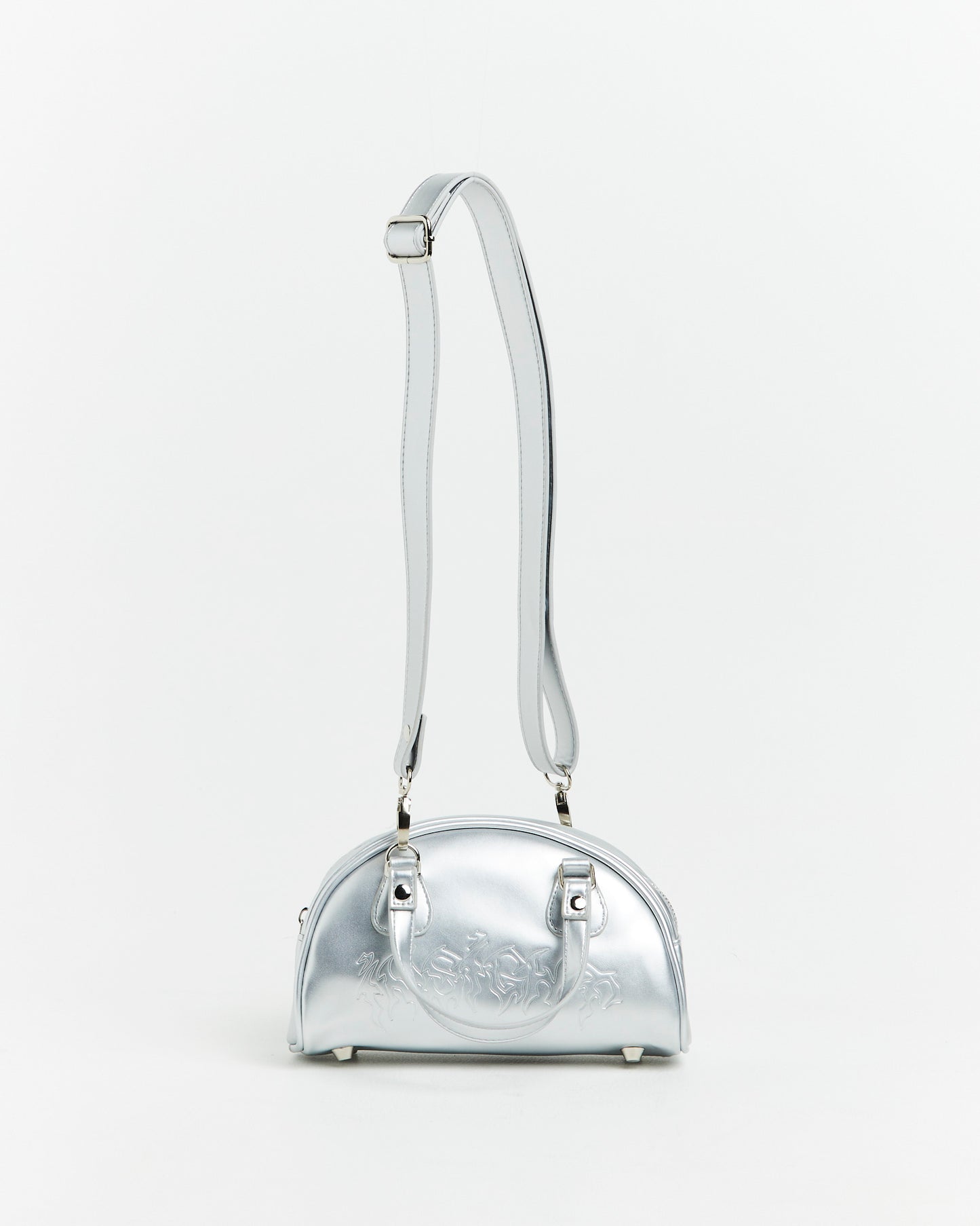 Mini Bowling Bag in Metallic Silver