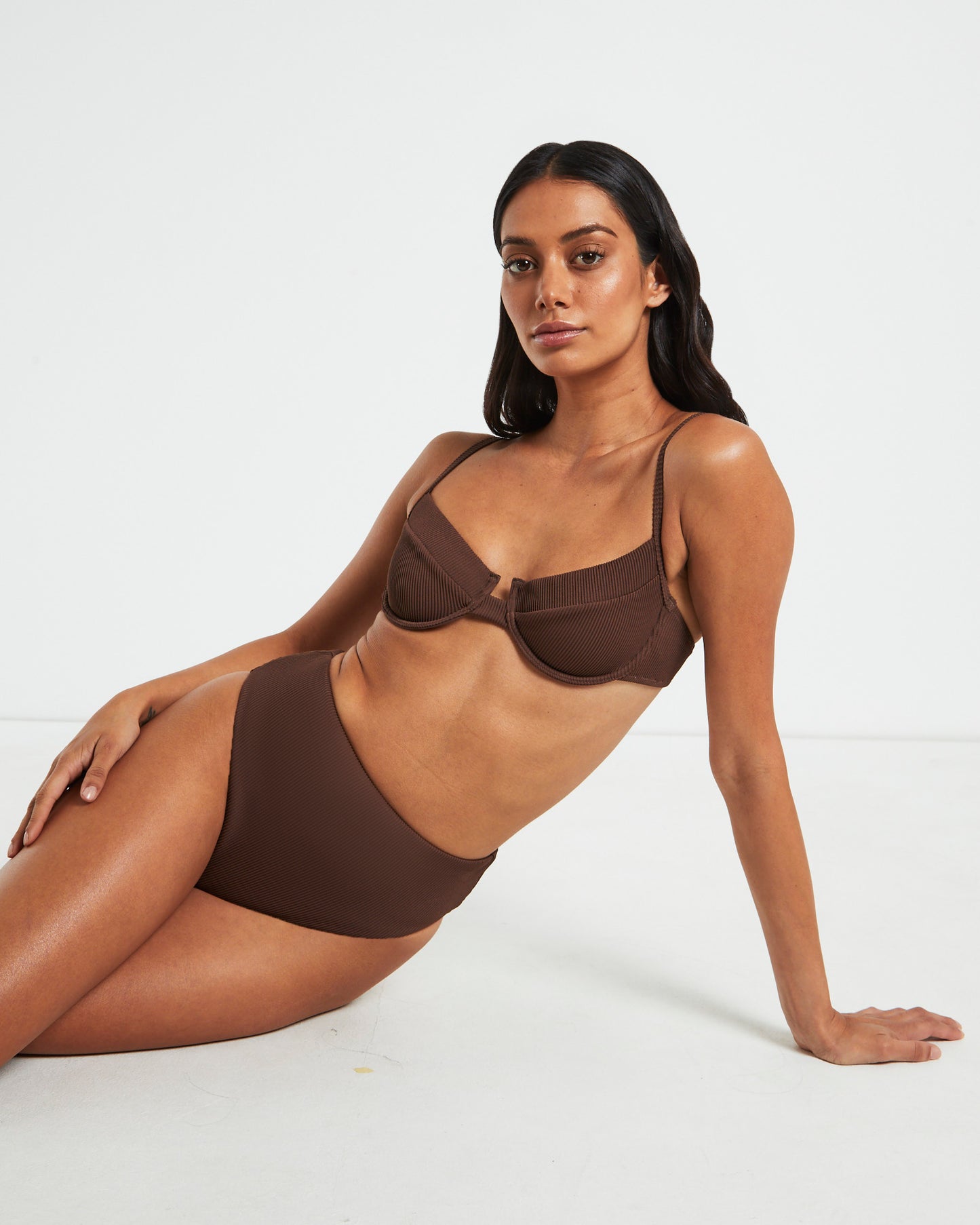 Rib Cut Out Underwire Bikini Top Bikini Top