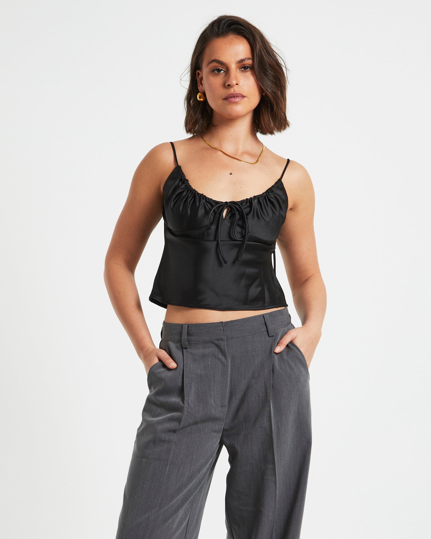 Ruby Romantic Slip Top in Black