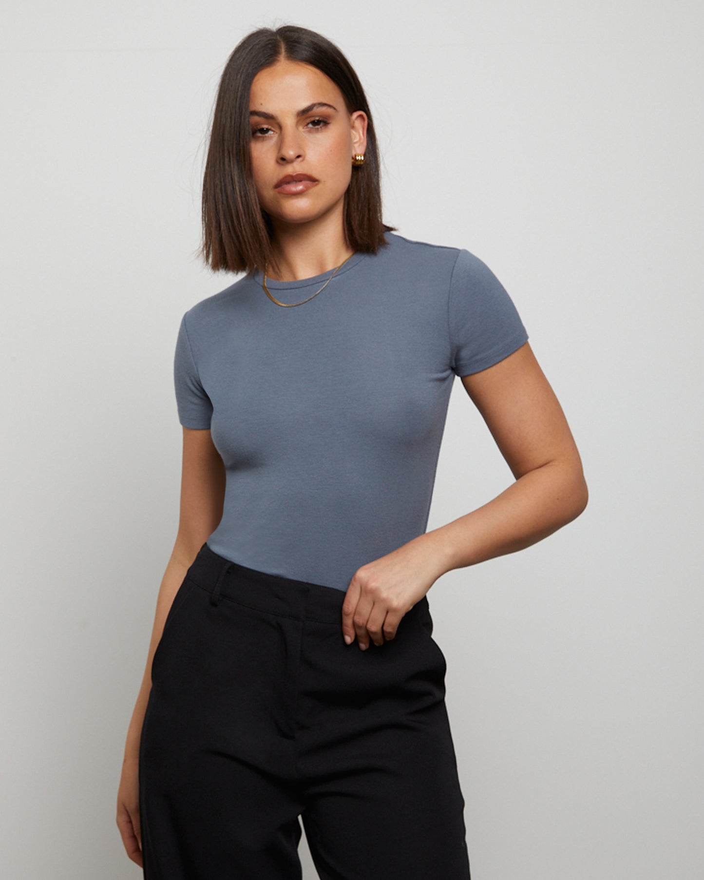 Slinky Fitted Tee in Slate