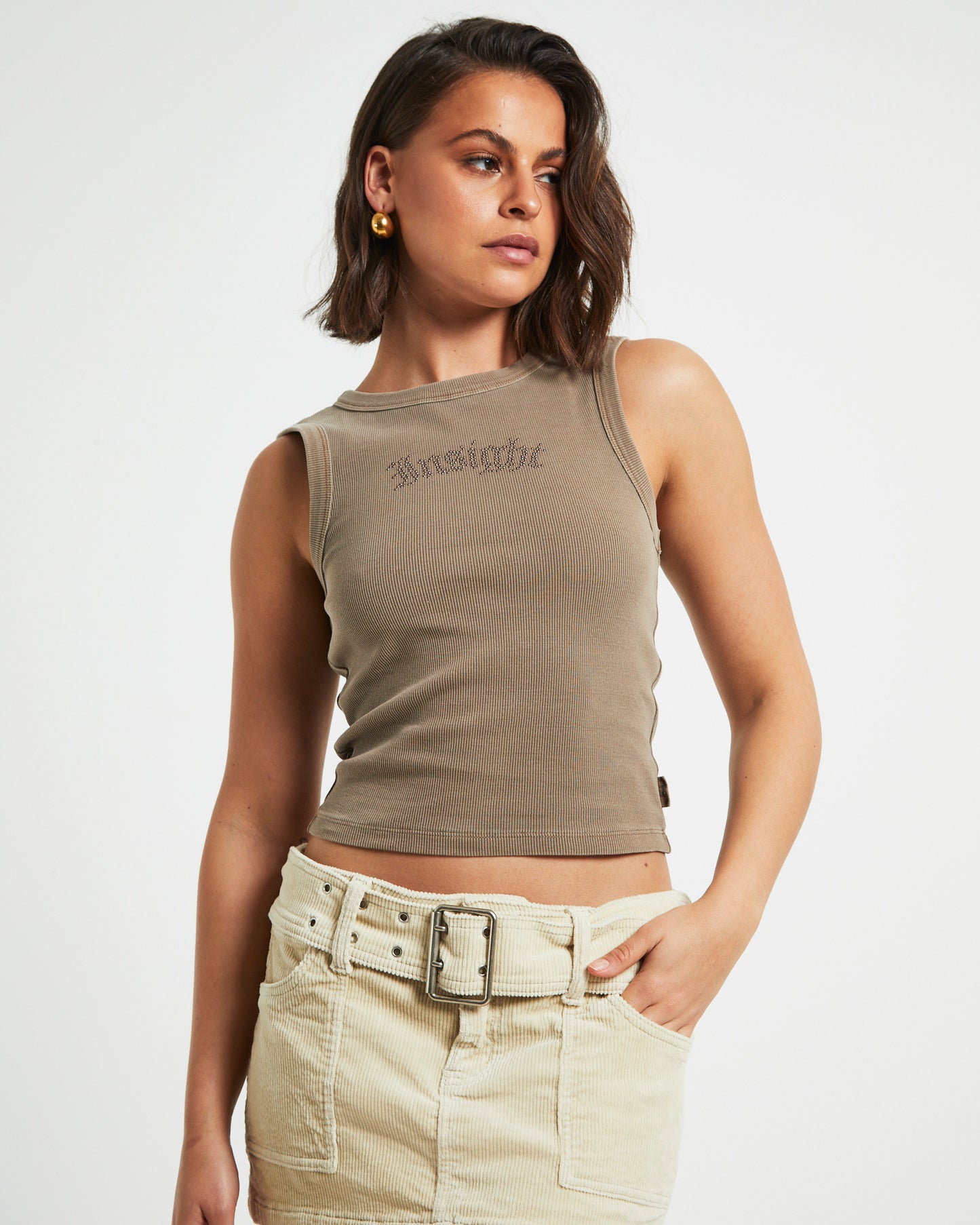 Decadance Diamate Tank Top in Chocolate Brown