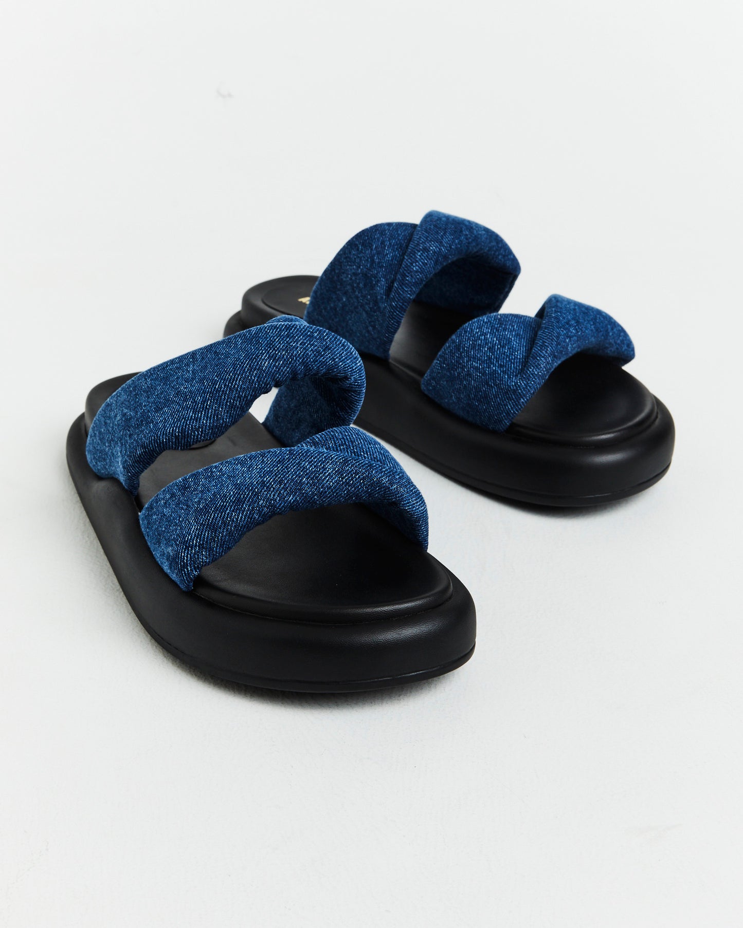 Therese Slides in Dark Denim Blue
