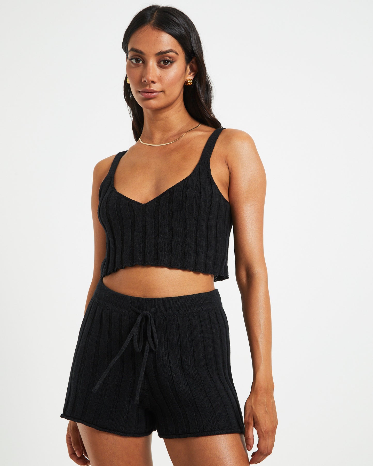 Knit Tank Top in Black