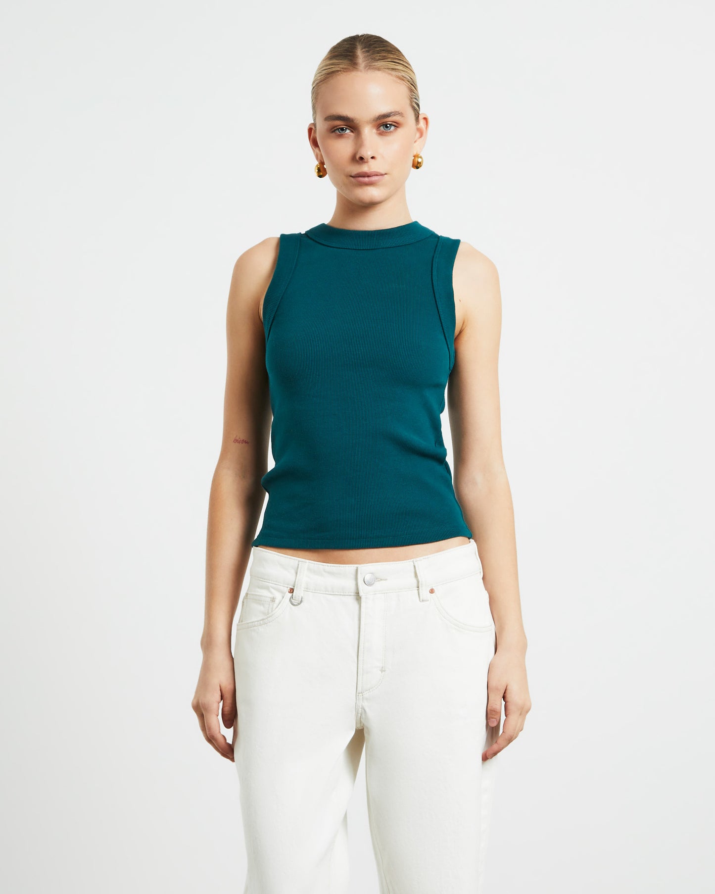 Jonesy Singlet Top in Deep Jade