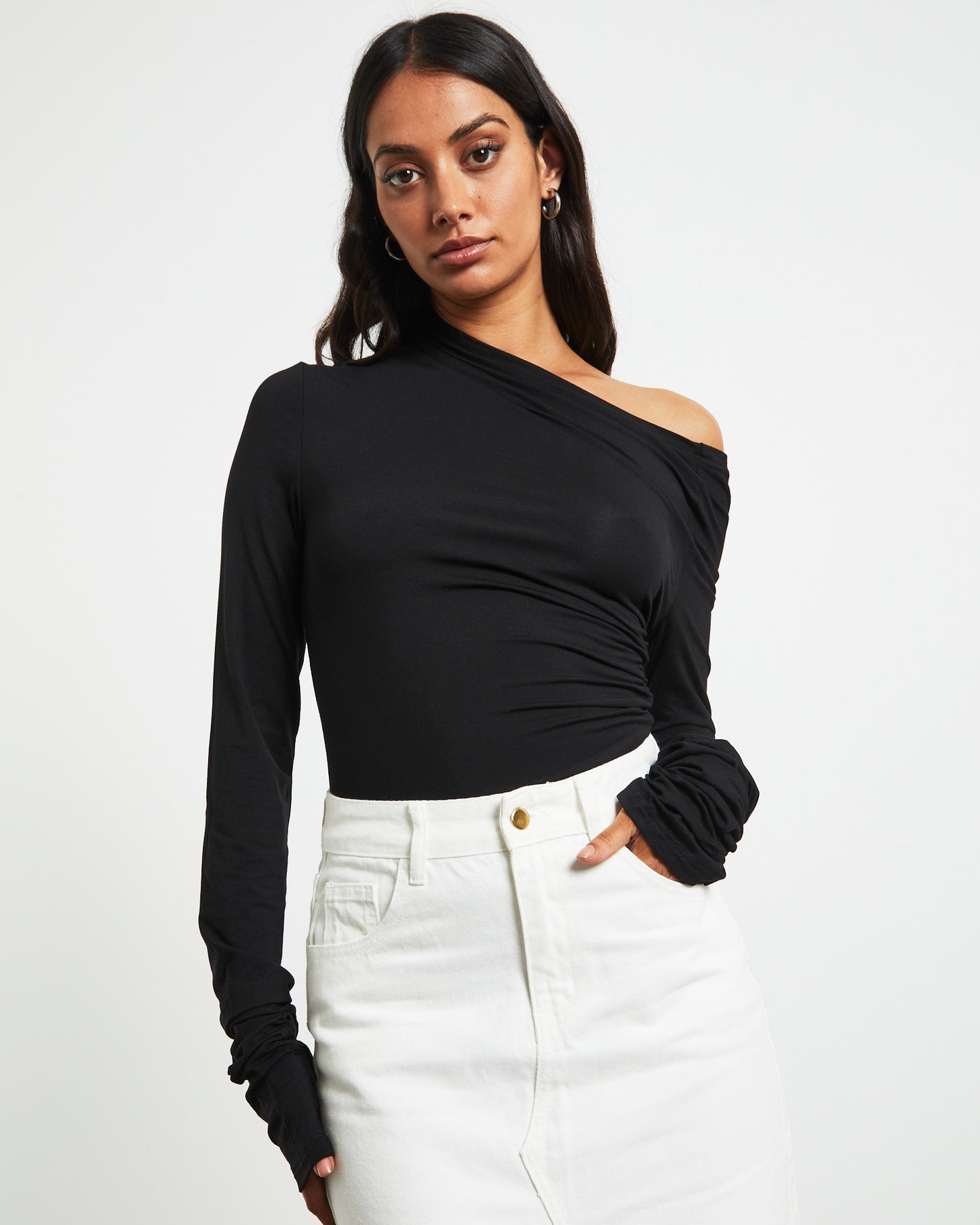 Nyah Longsleeve Bodysuit in Black